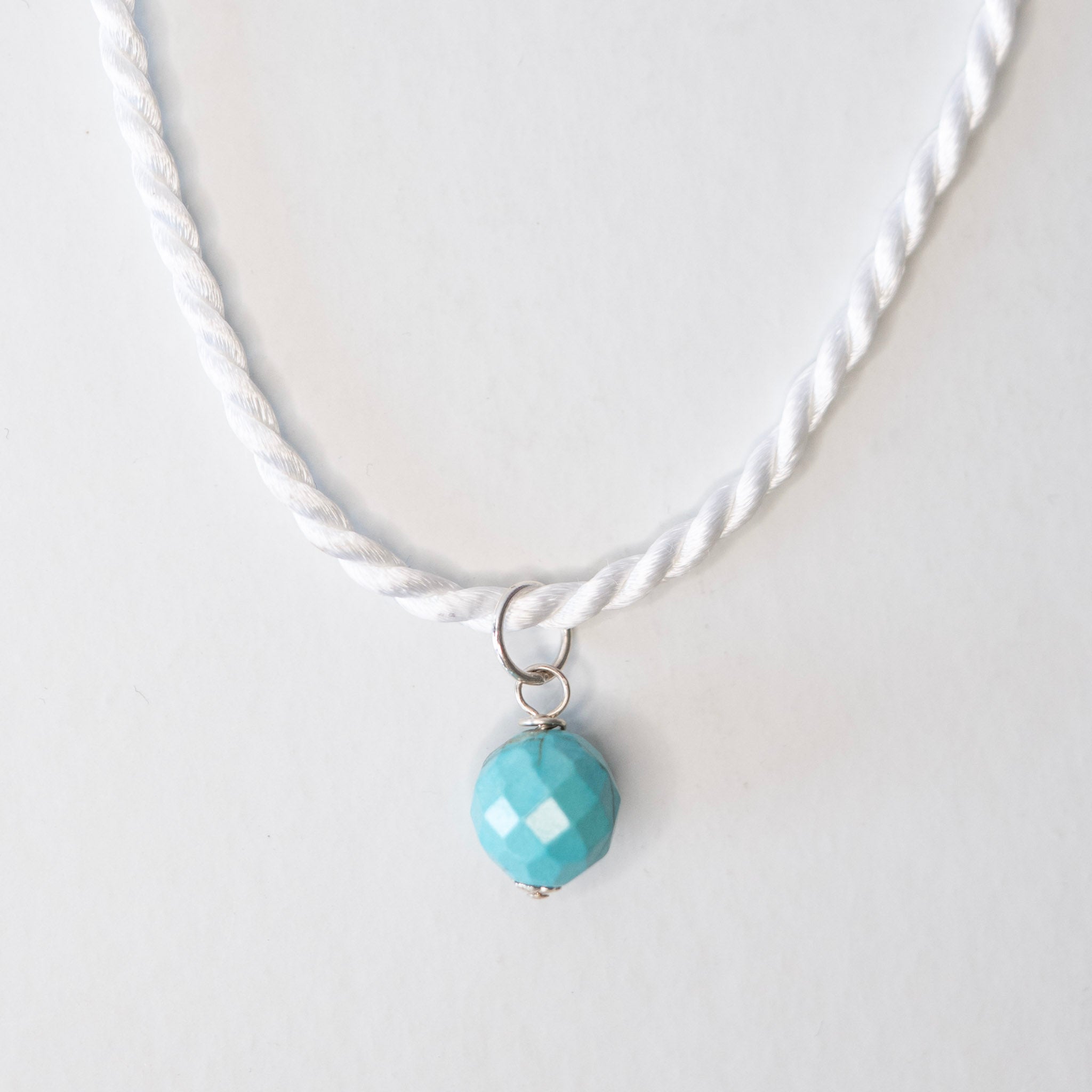 Silk Cord & Turquoise Charm Necklace