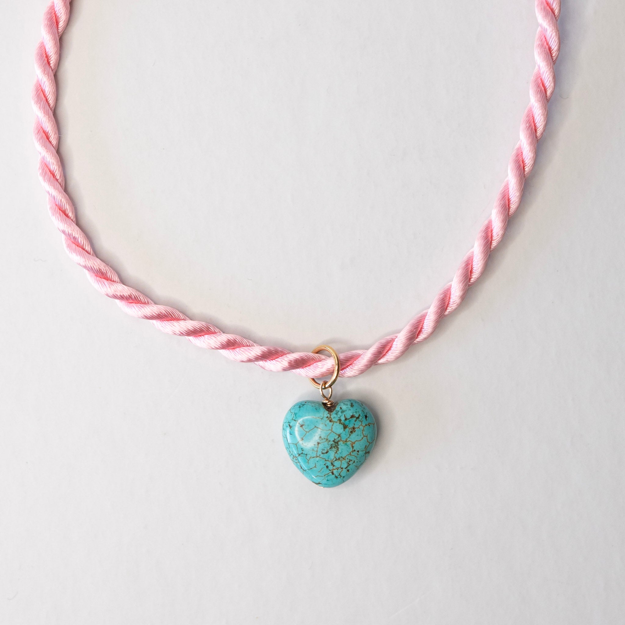 Silk Cord & Turquoise Charm Necklace