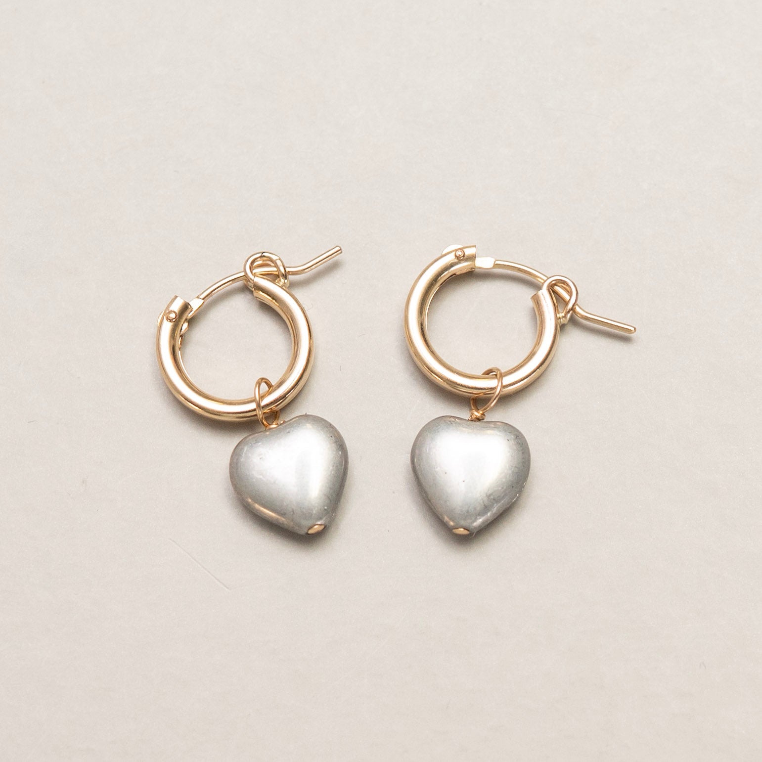 Silver Enamel Heart Hoop Drops