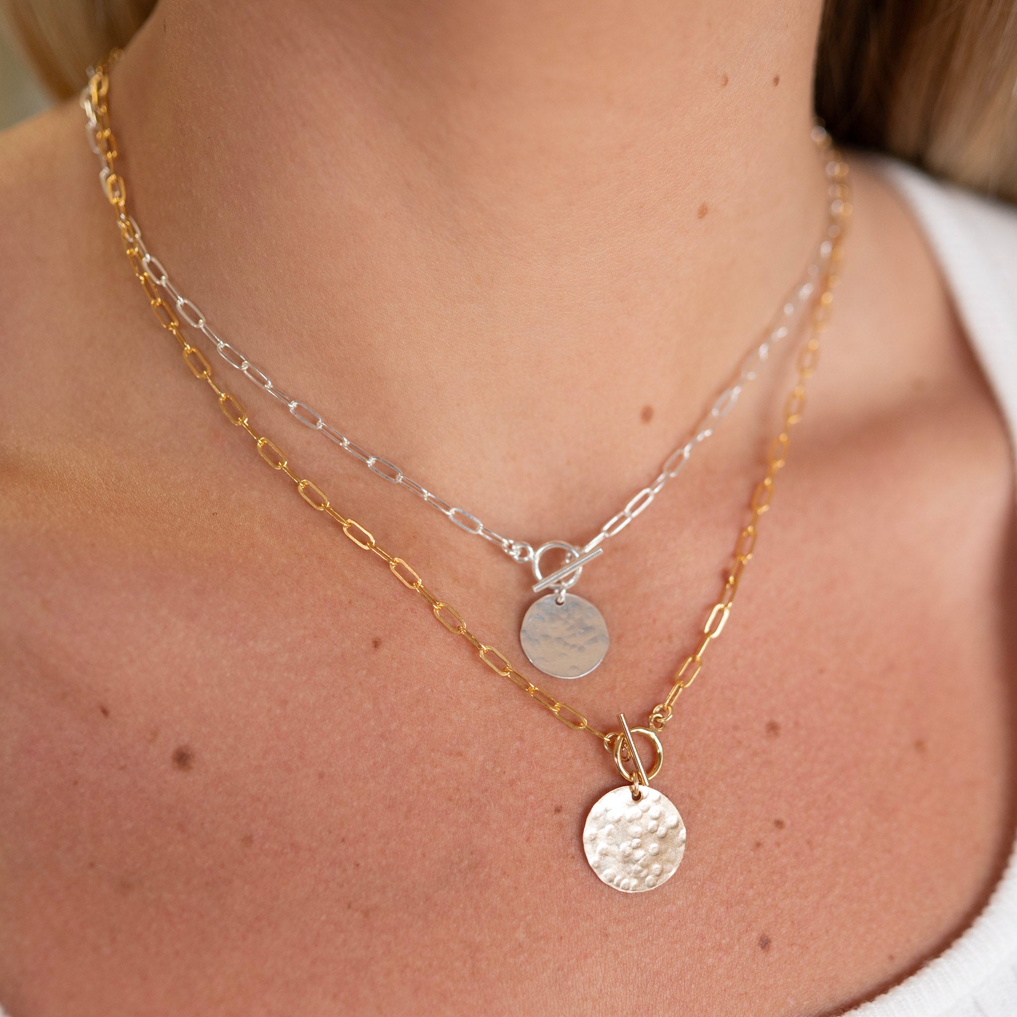 Small Paperclip Toggle Charm Necklace