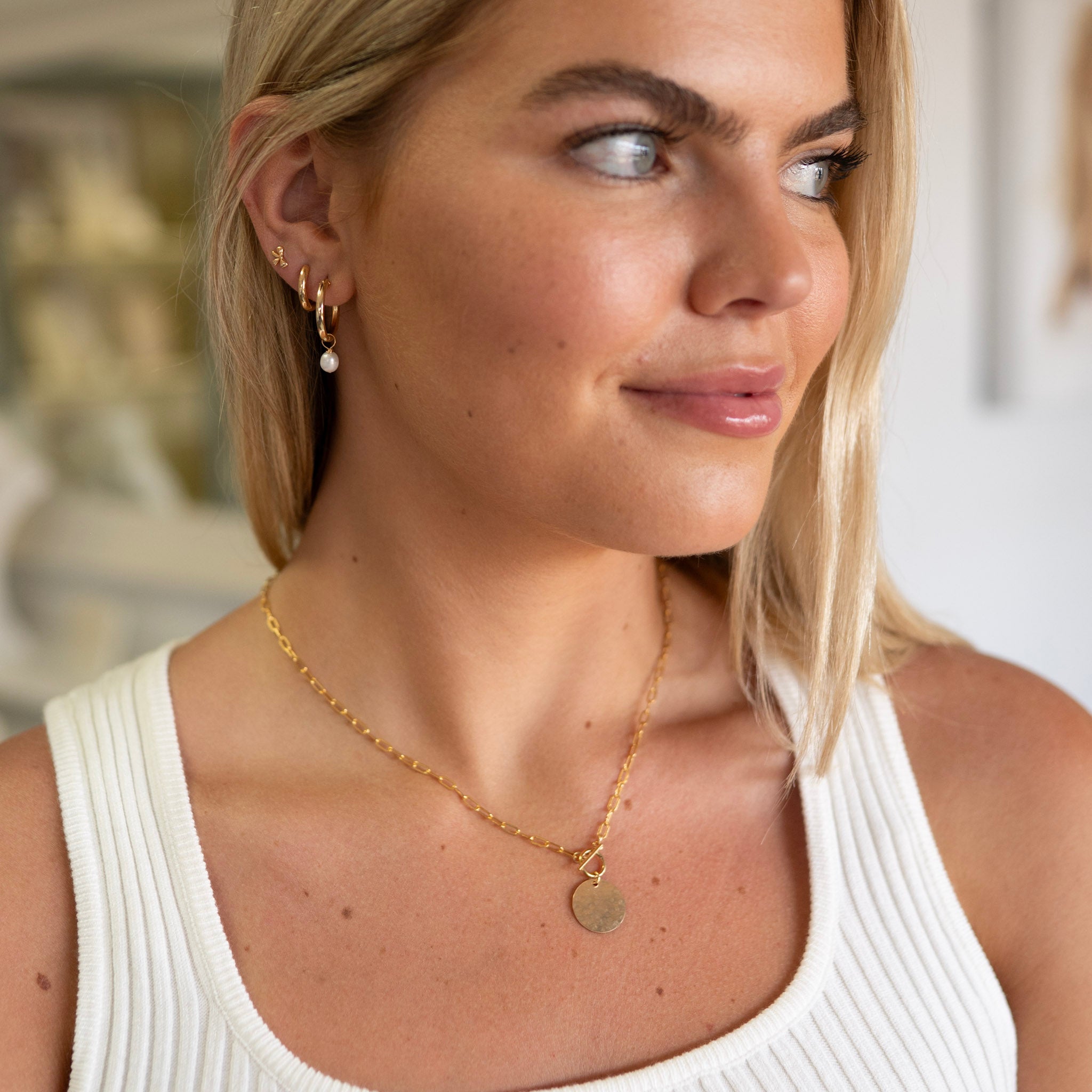 Small Paperclip Toggle Charm Necklace
