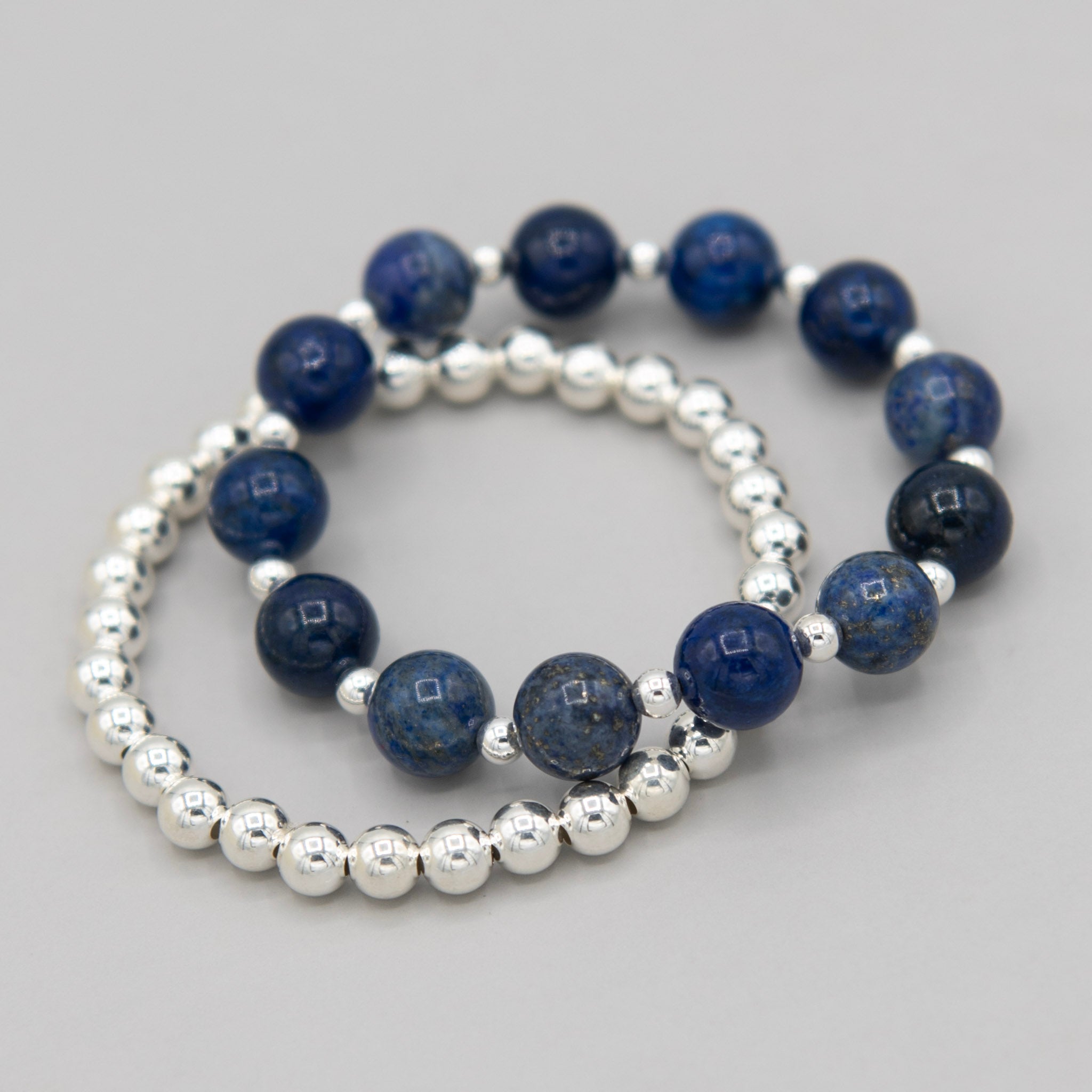 Lapis & 6mm Beaded Lux Bracelet Set