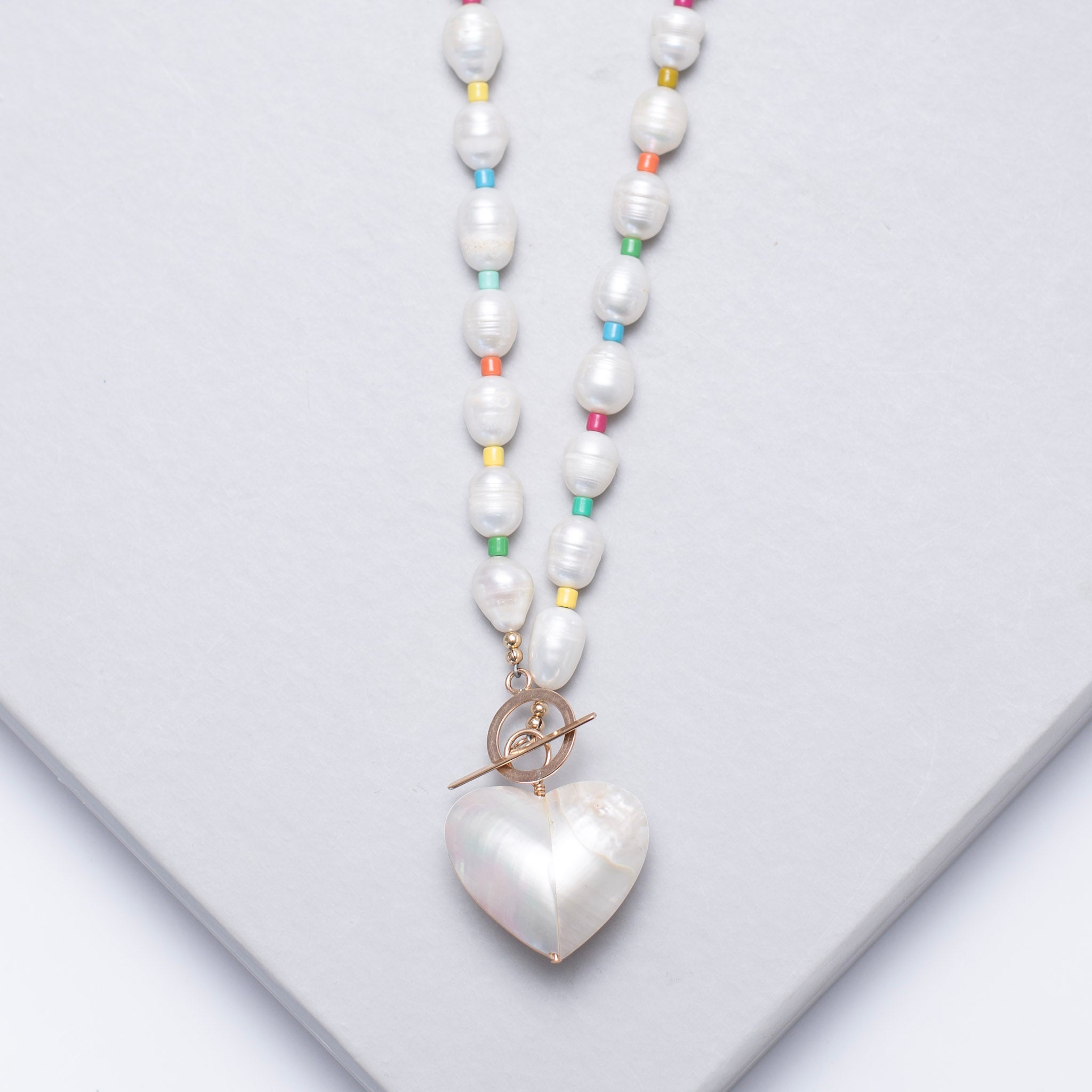 Statement Heart Freshwater Pearl Toggle Necklace
