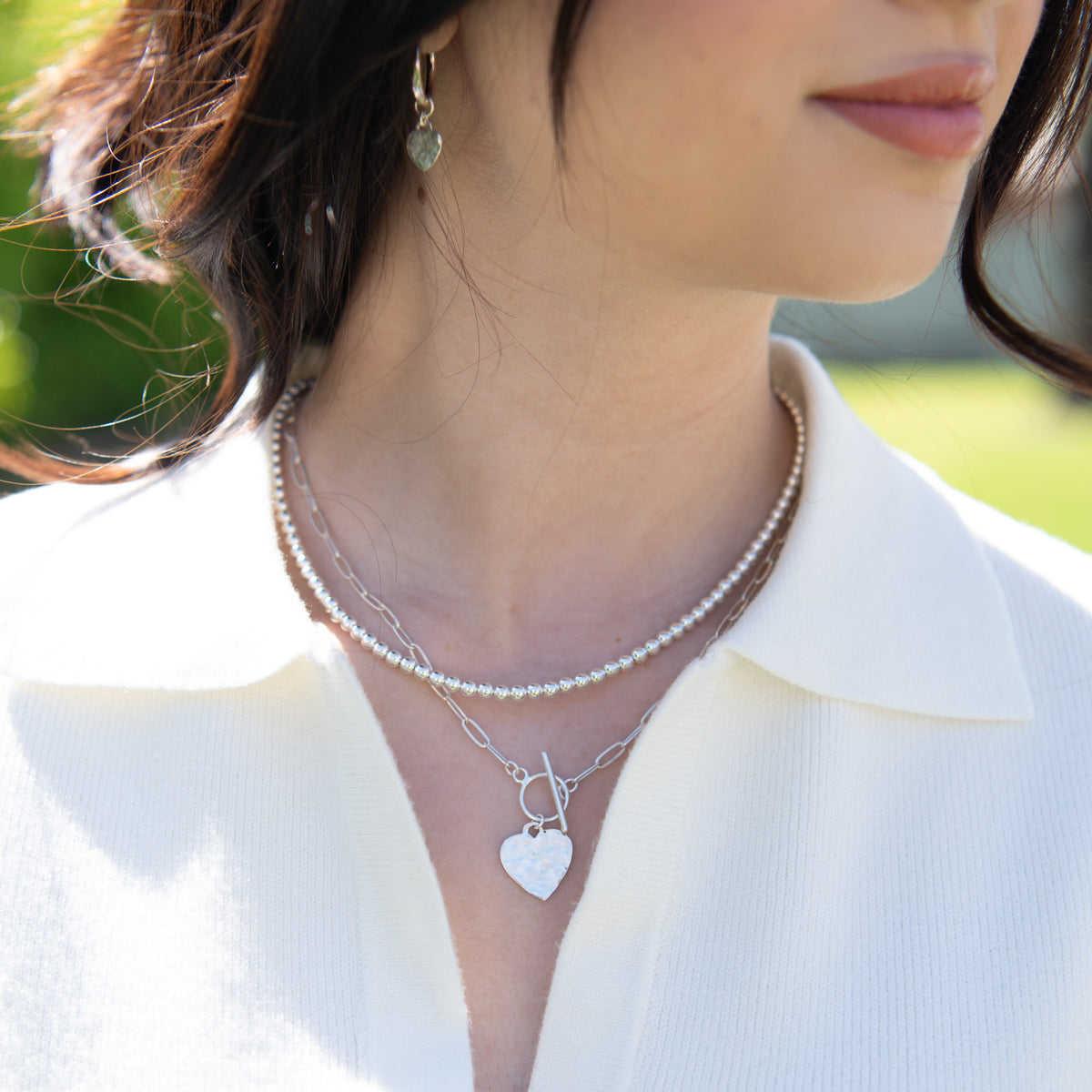 5㎜ silver beads middle necklace (MA-N-03) | MAU