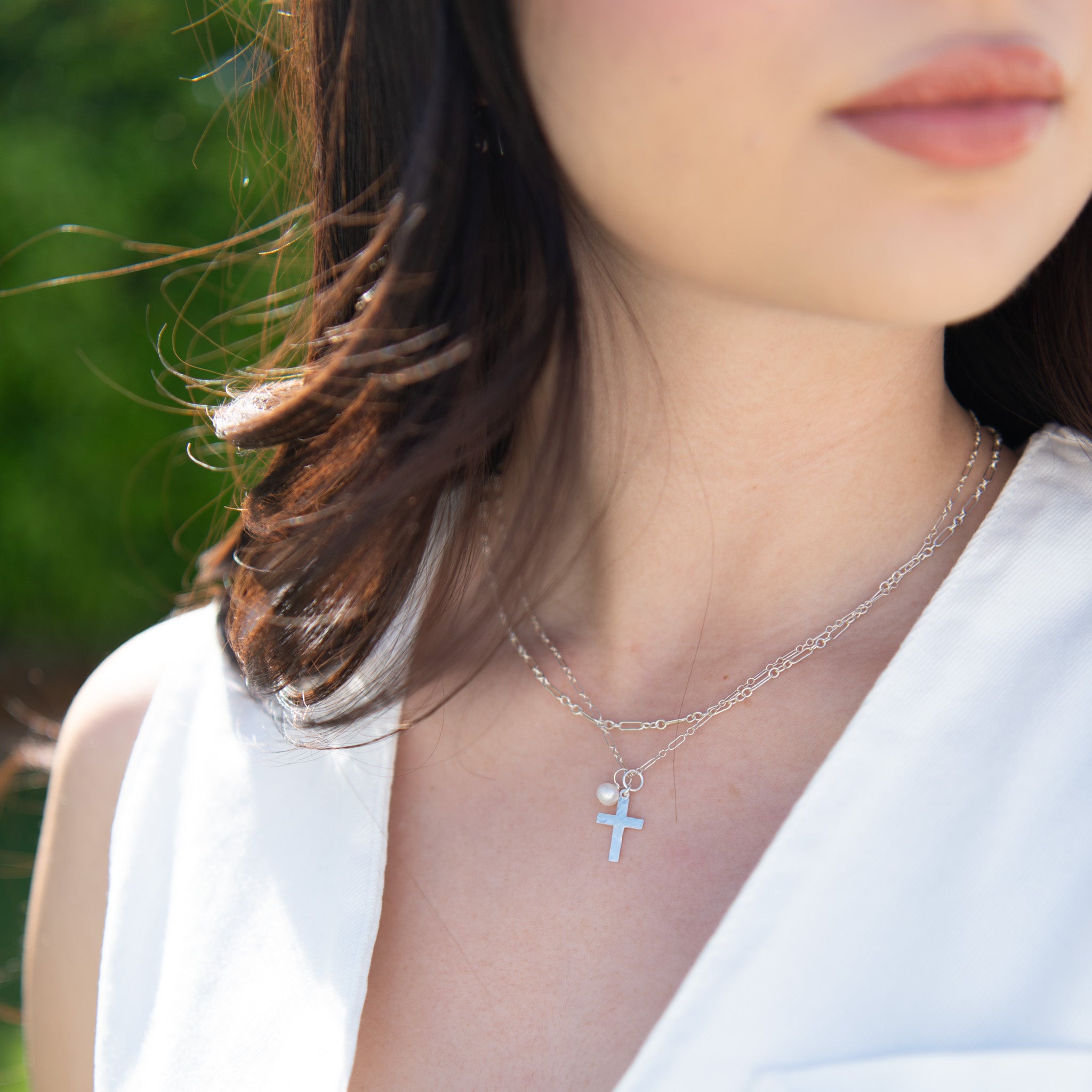 Sterling Silver Cross & Birthstone Necklace - Jewel Ya