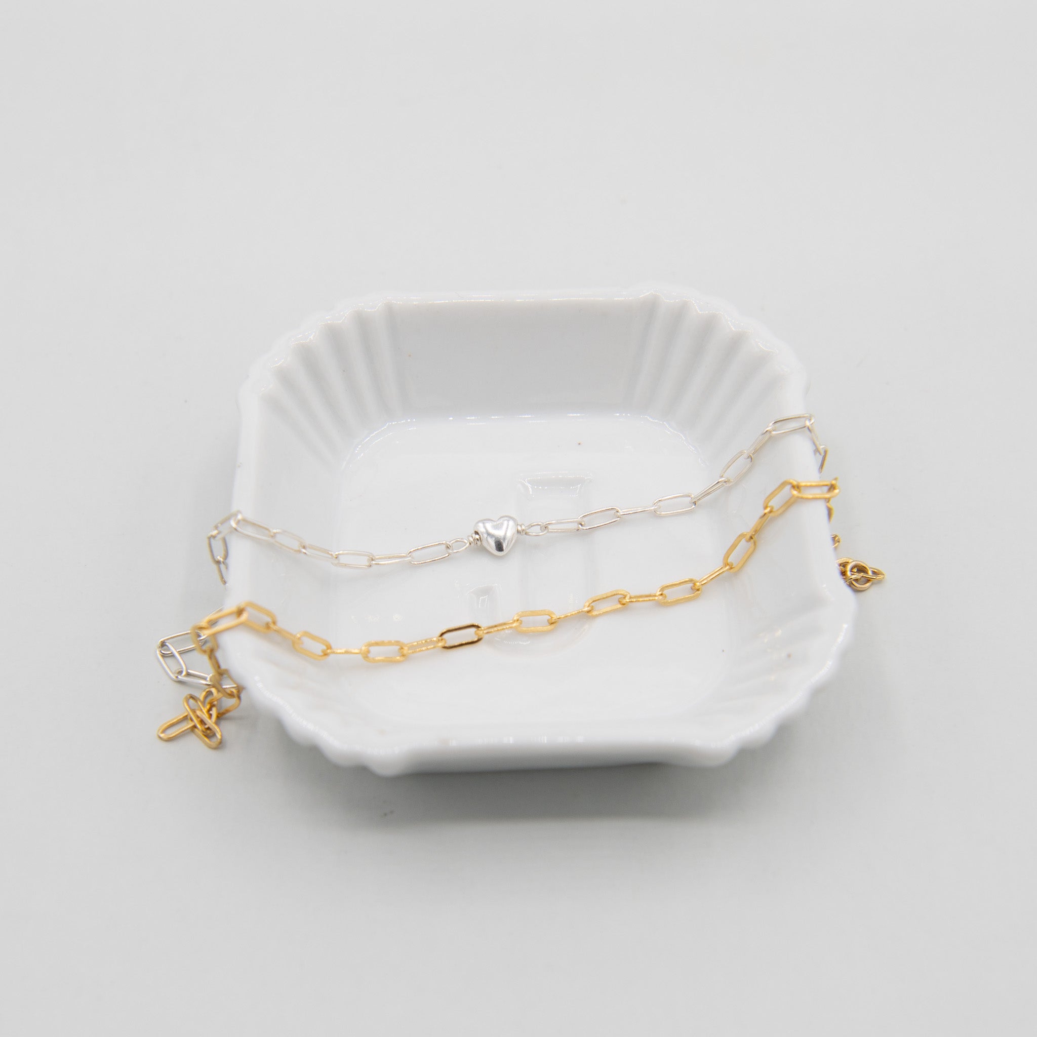 Sterling Silver Heart Paper Clip Chain Bracelet - Jewel Ya