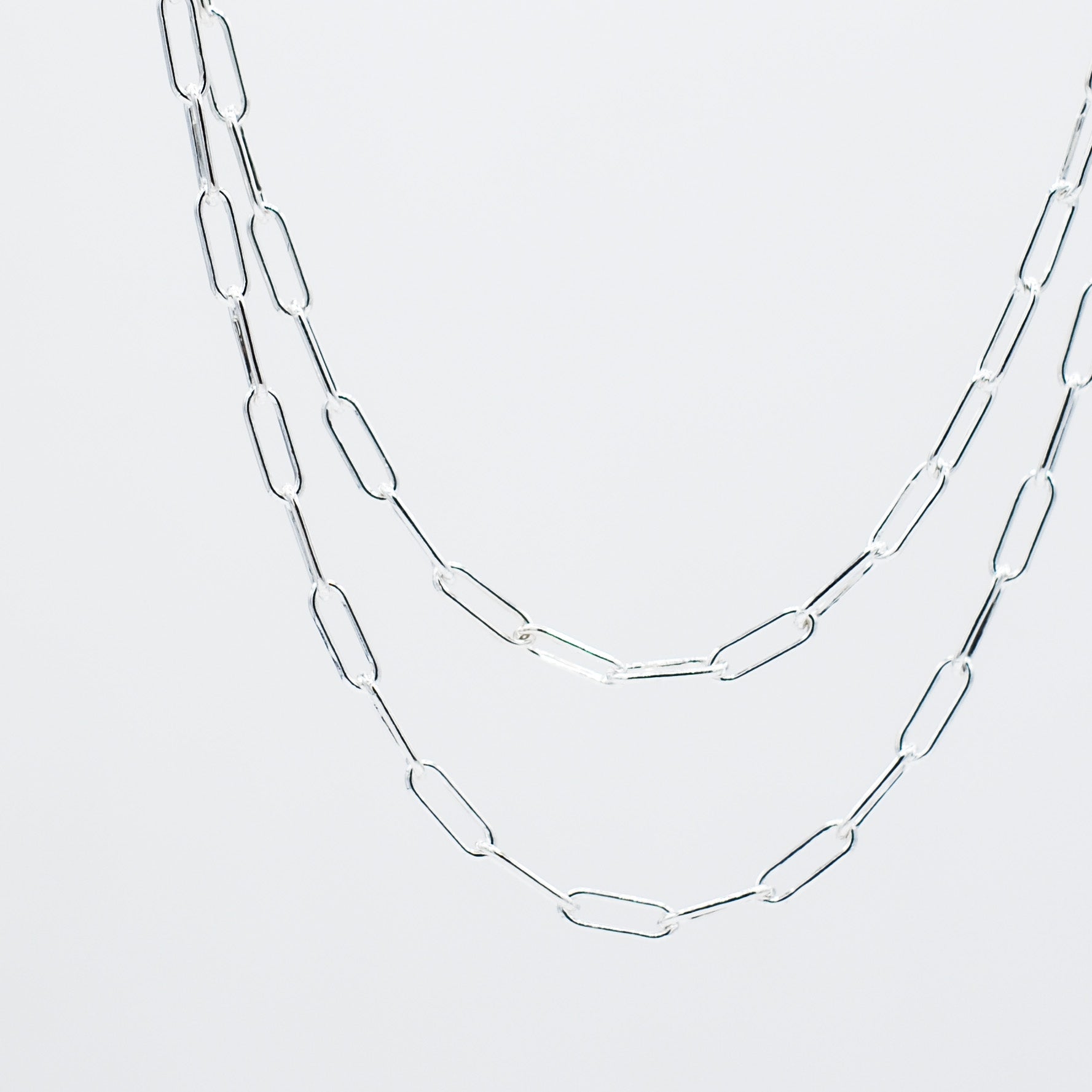 Sterling Silver Large Paper Clip Long Chain