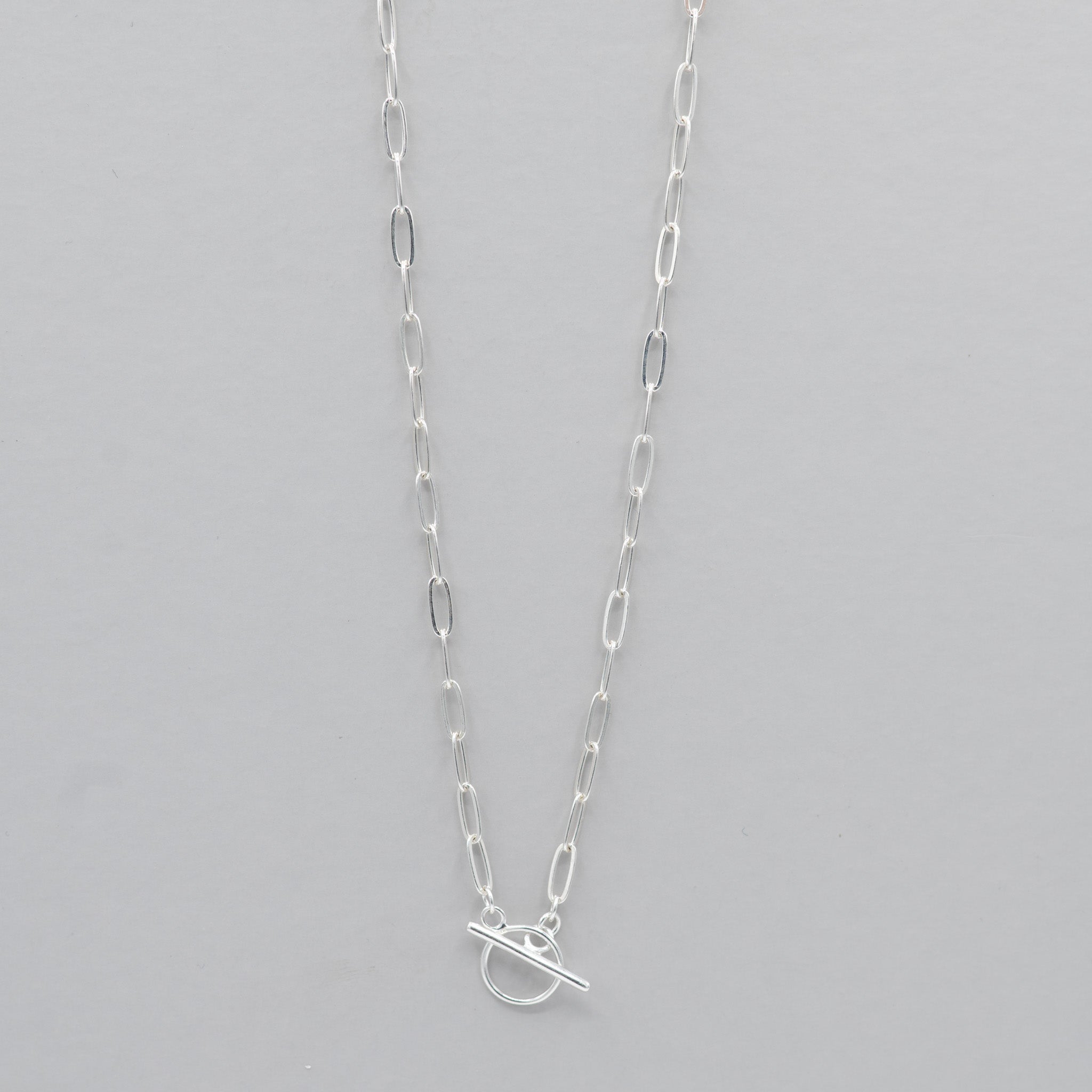 Sterling Silver Medium Paper Clip Toggle Necklace