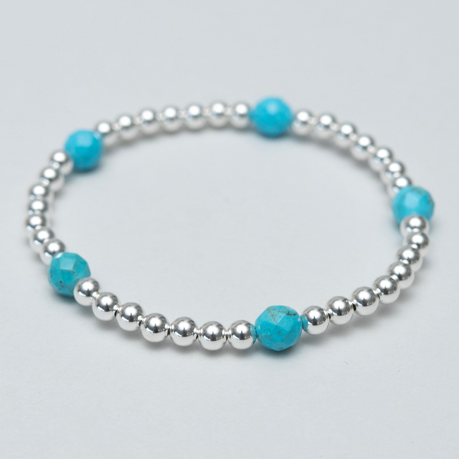Sterling Silver Beaded Lux Turquoise Station Bracelet