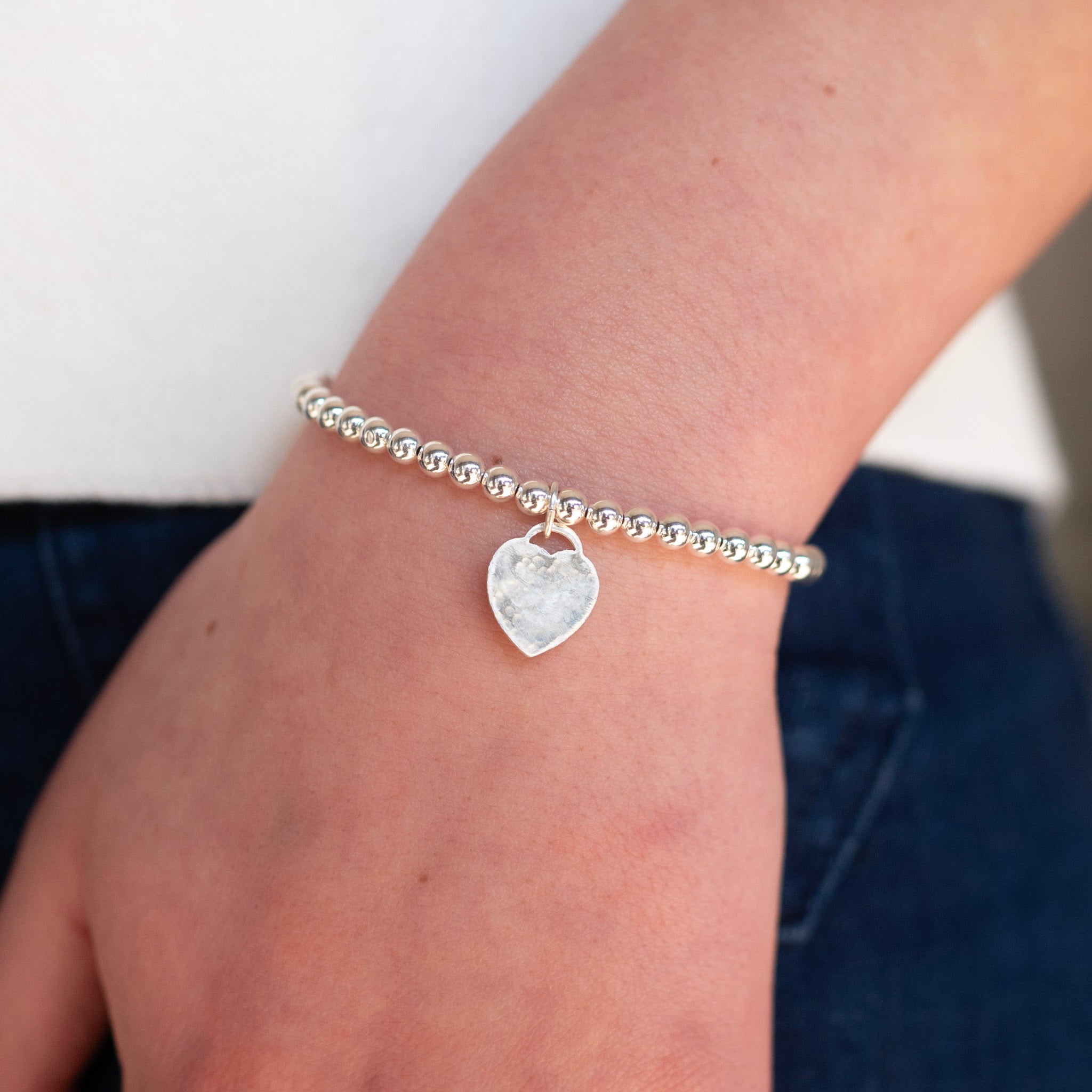 4mm Beaded Lux Heart Bracelet