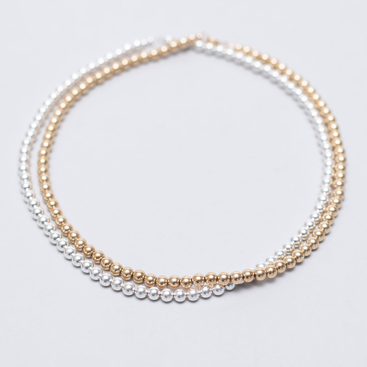 Sterling Silver and 14k Gold Filled Beaded Lux Necklace Layers