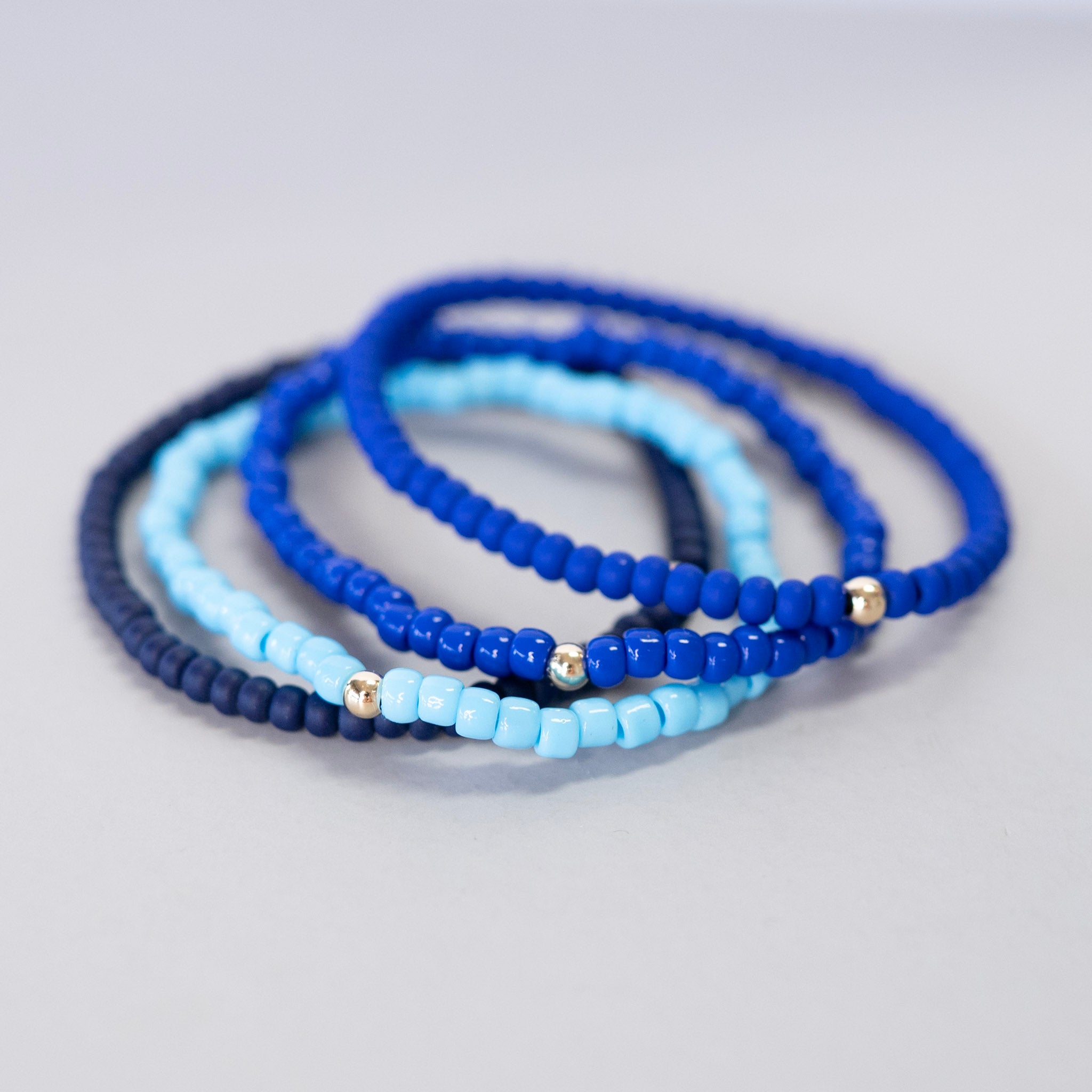Summer Stacker Seed Bead Bracelet Blues