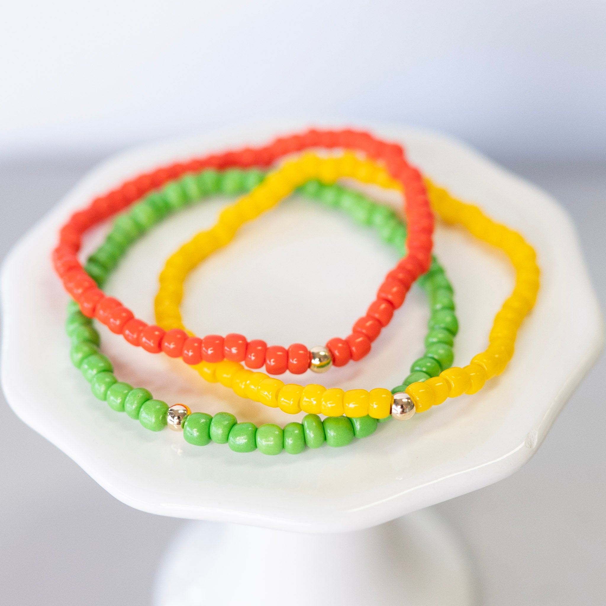 Summer Stacker Seed Bead Bracelet Yellow Orange Green