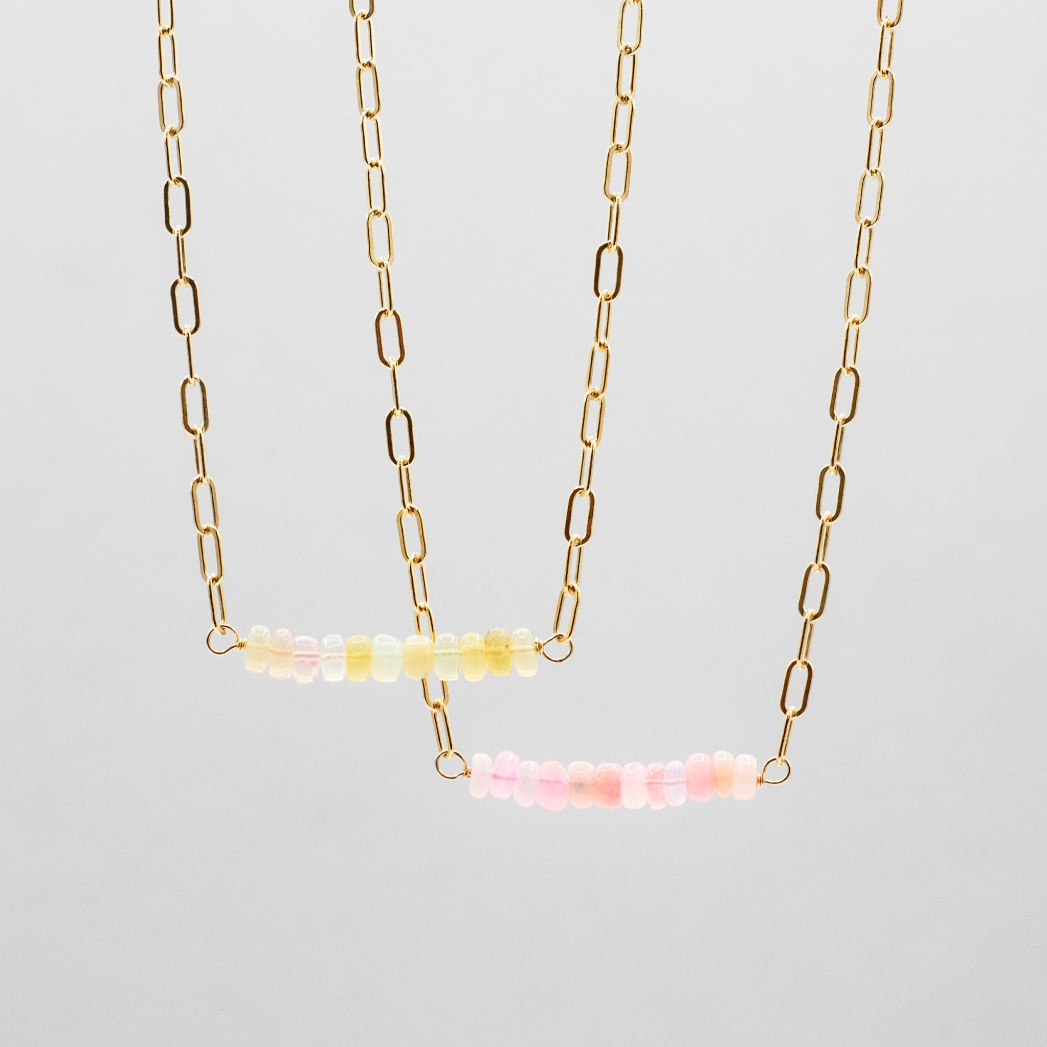 Sunny Daffodil or Pink Champagne Ethiopian Opal Necklace - Jewel Ya