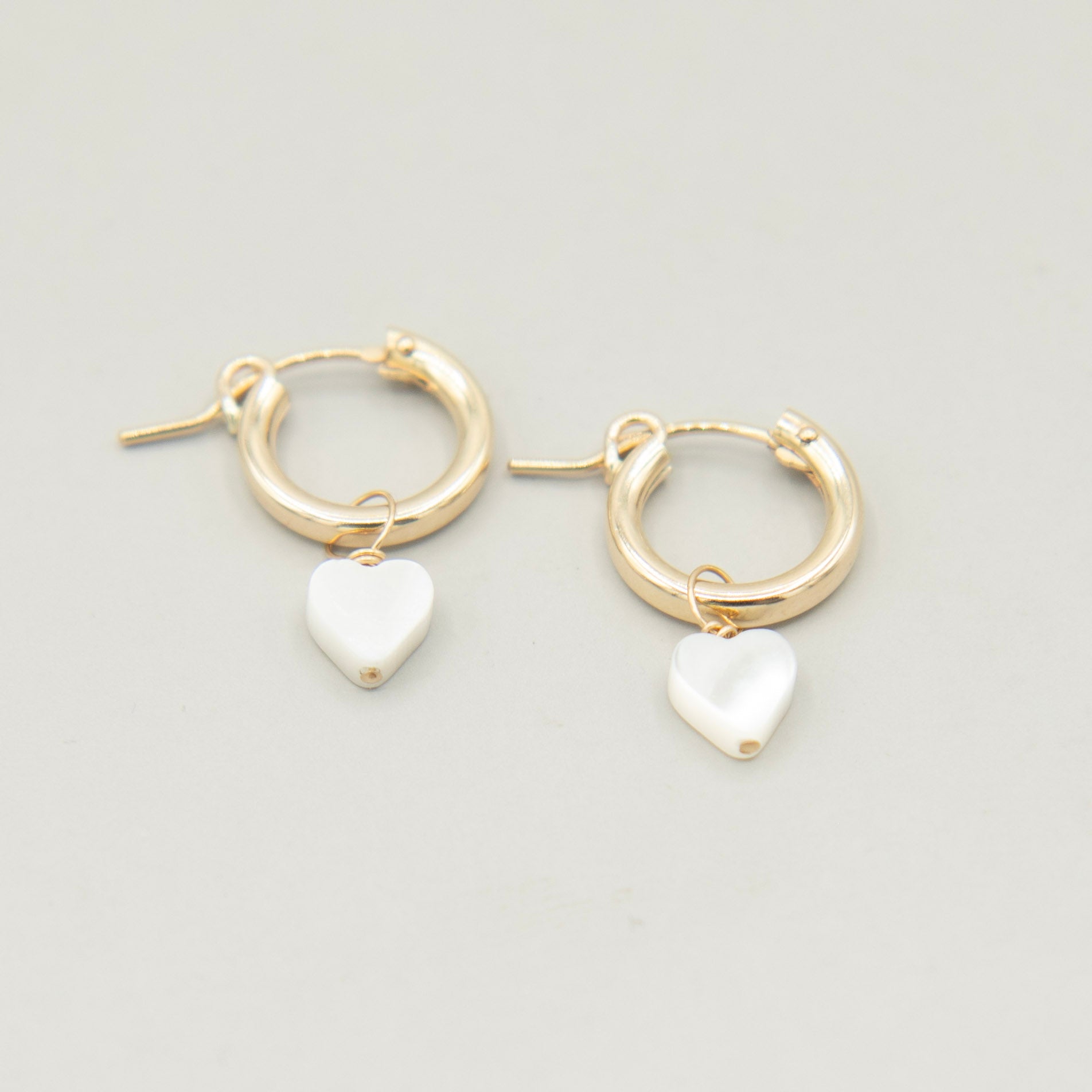 Small Tube Hoops & Mother of Pearl Heart Drops