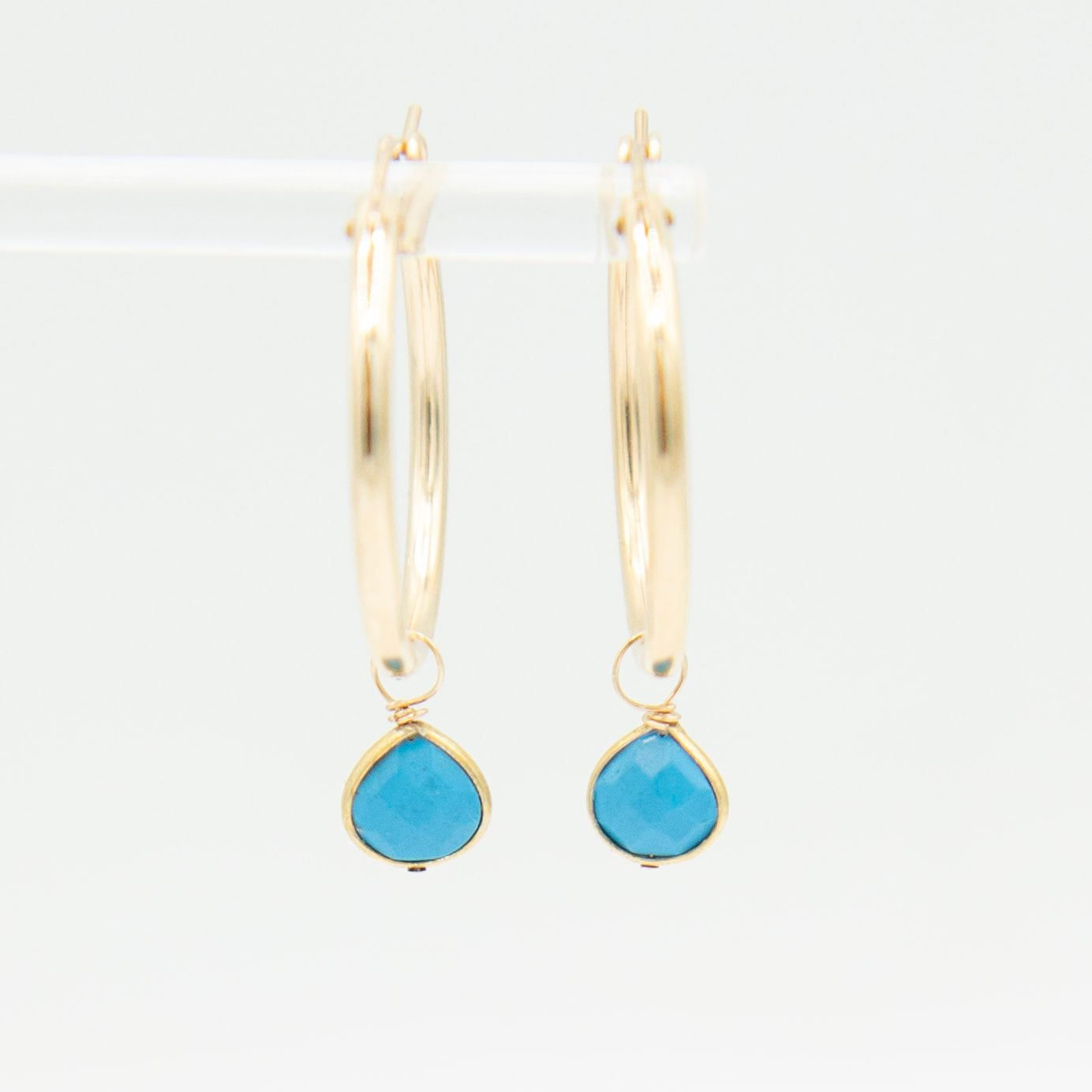 Turquoise Teardrop Hoop Drops