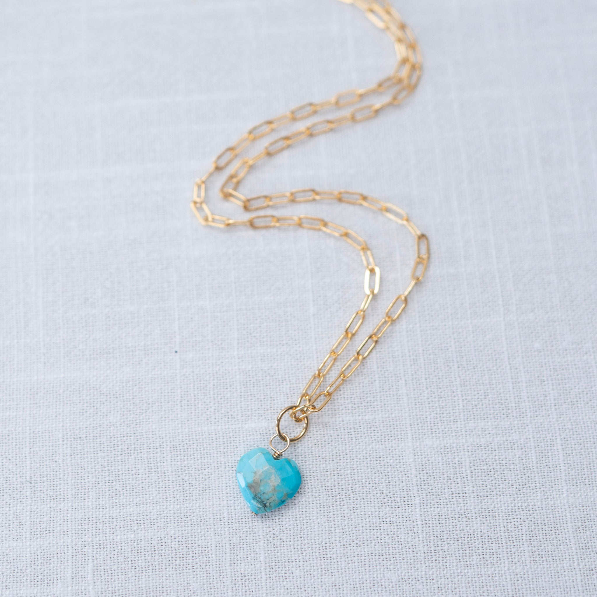 Turquoise Heart Paperclip Necklace