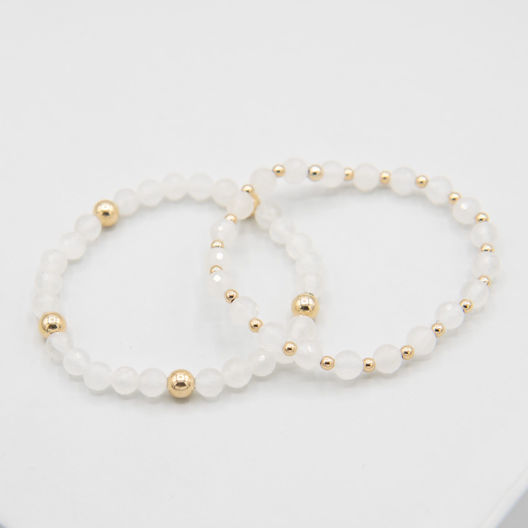White Jade Beaded Lux Bracelet