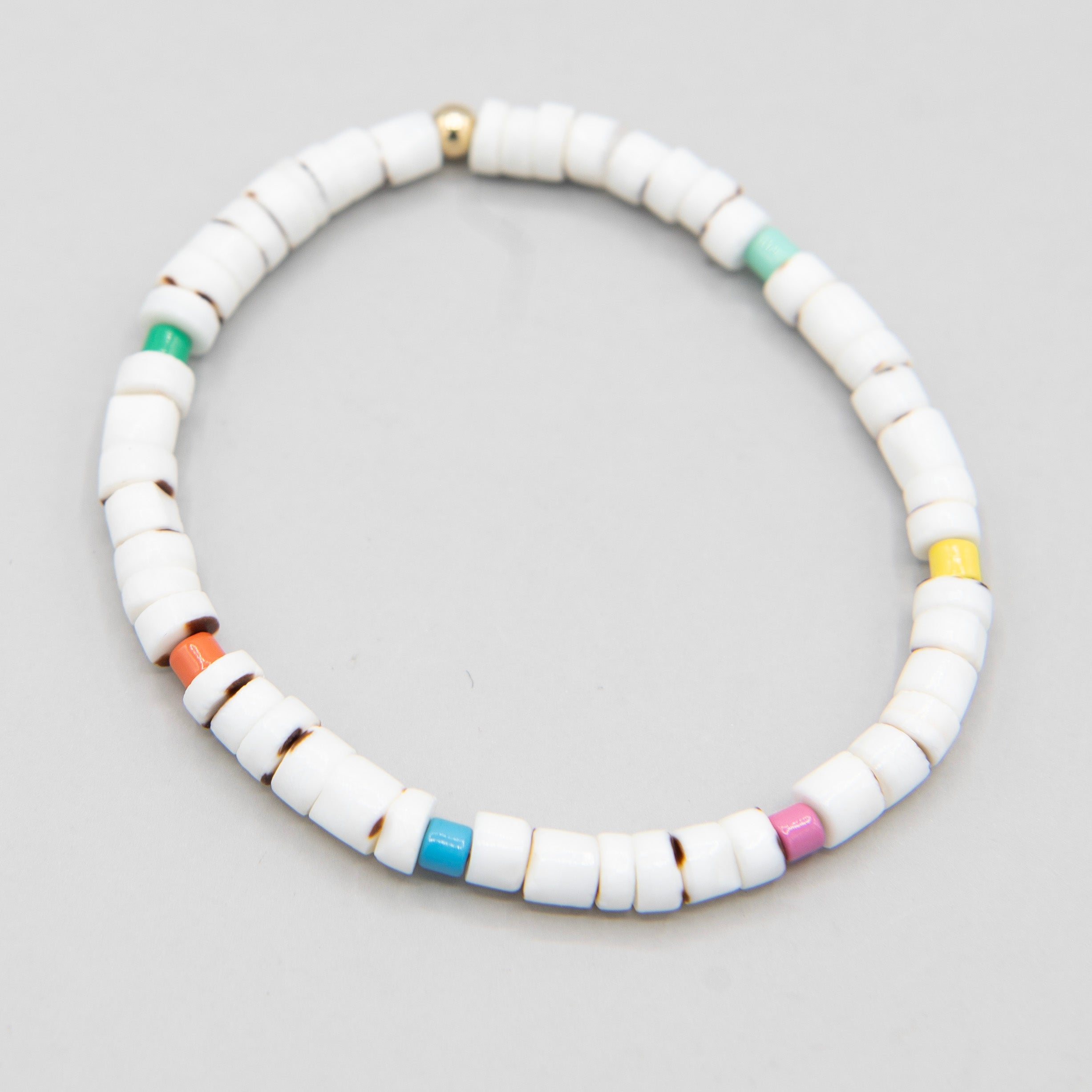 White Shell & Colorful Enamel Bracelet