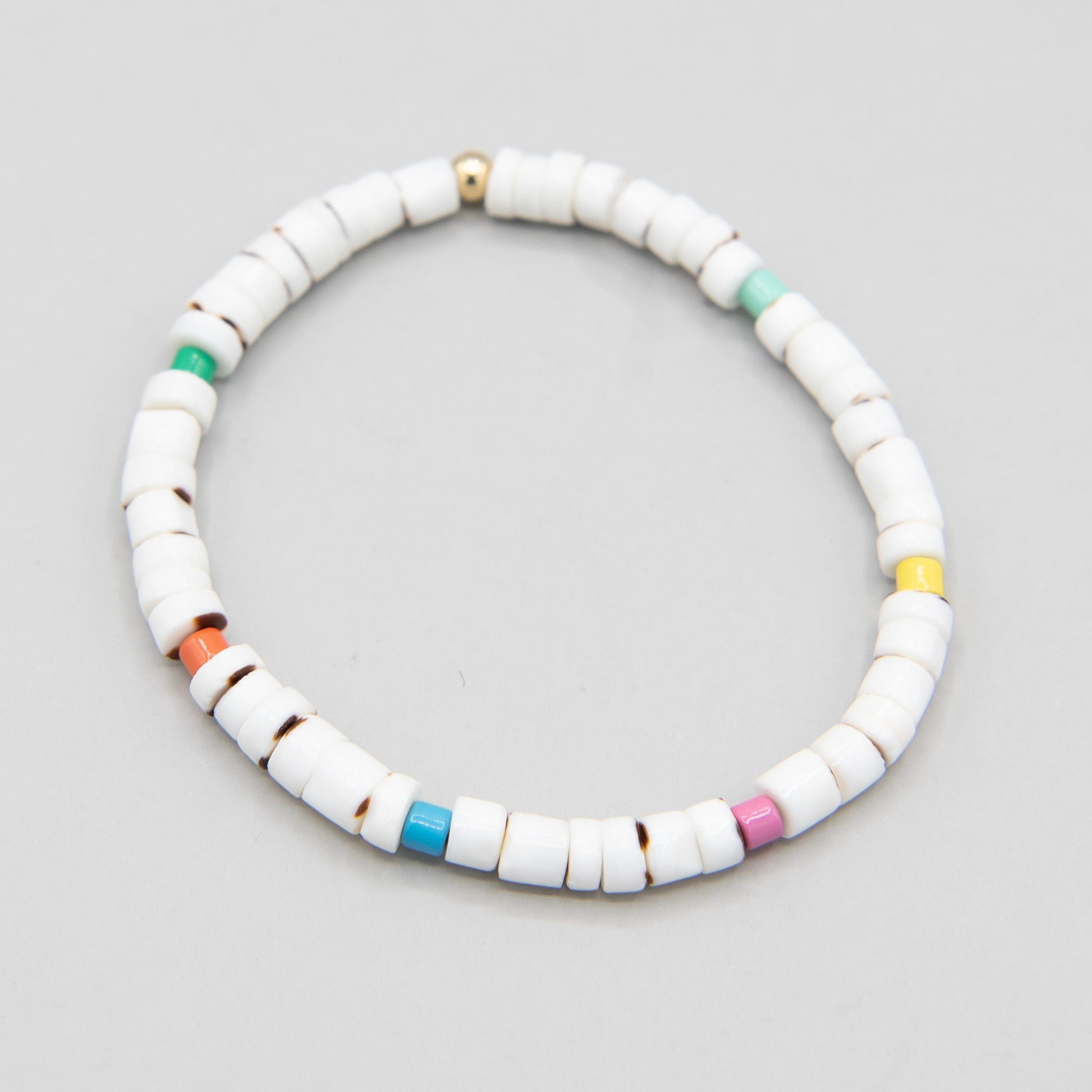 White Shell & Colorful Enamel Bracelet