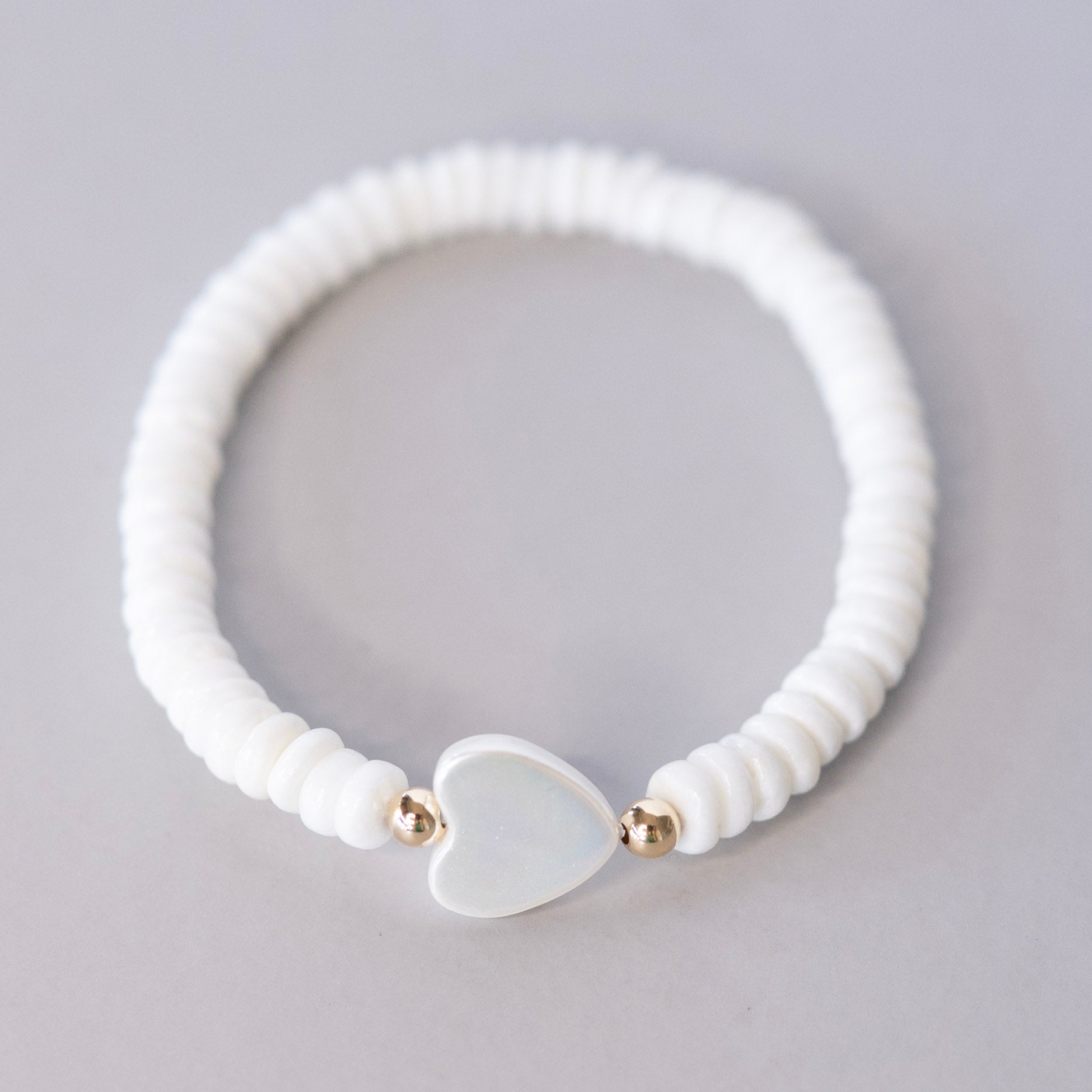 White Shell Heart Bracelet