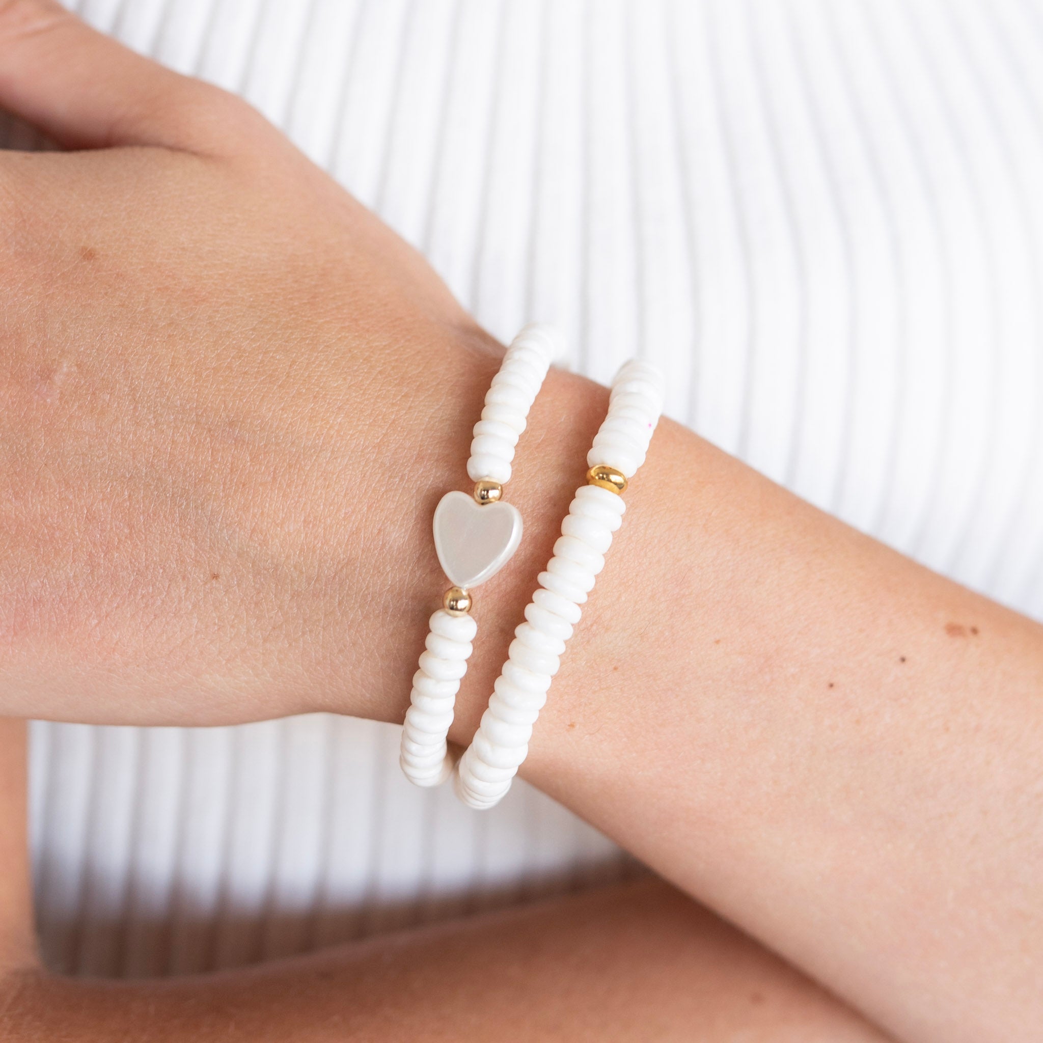 White Shell Heart Bracelet