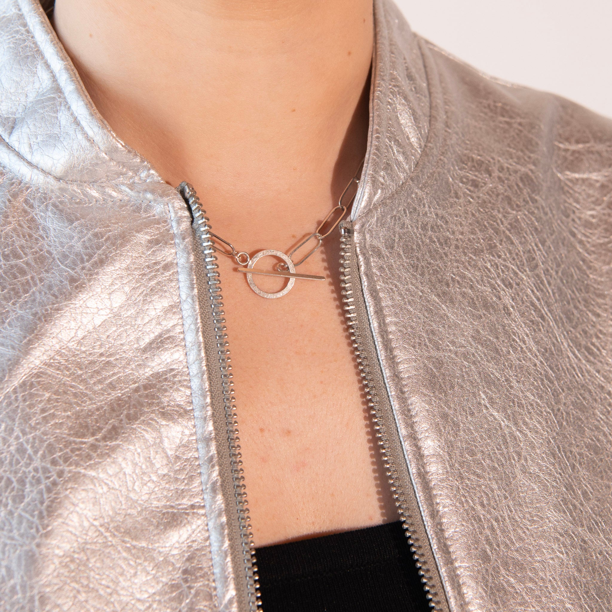 Sterling Silver Extra Large Paper Clip Toggle Necklace