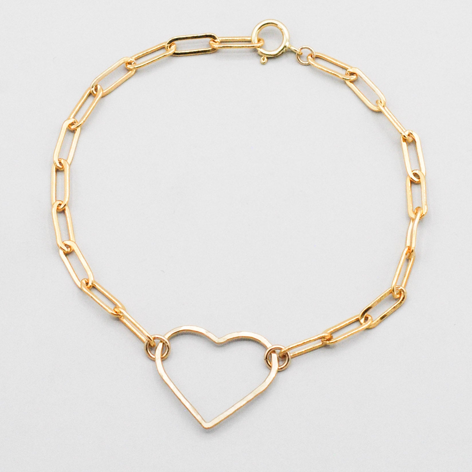 14k Gold Filled Paper Clip Heart Bracelet