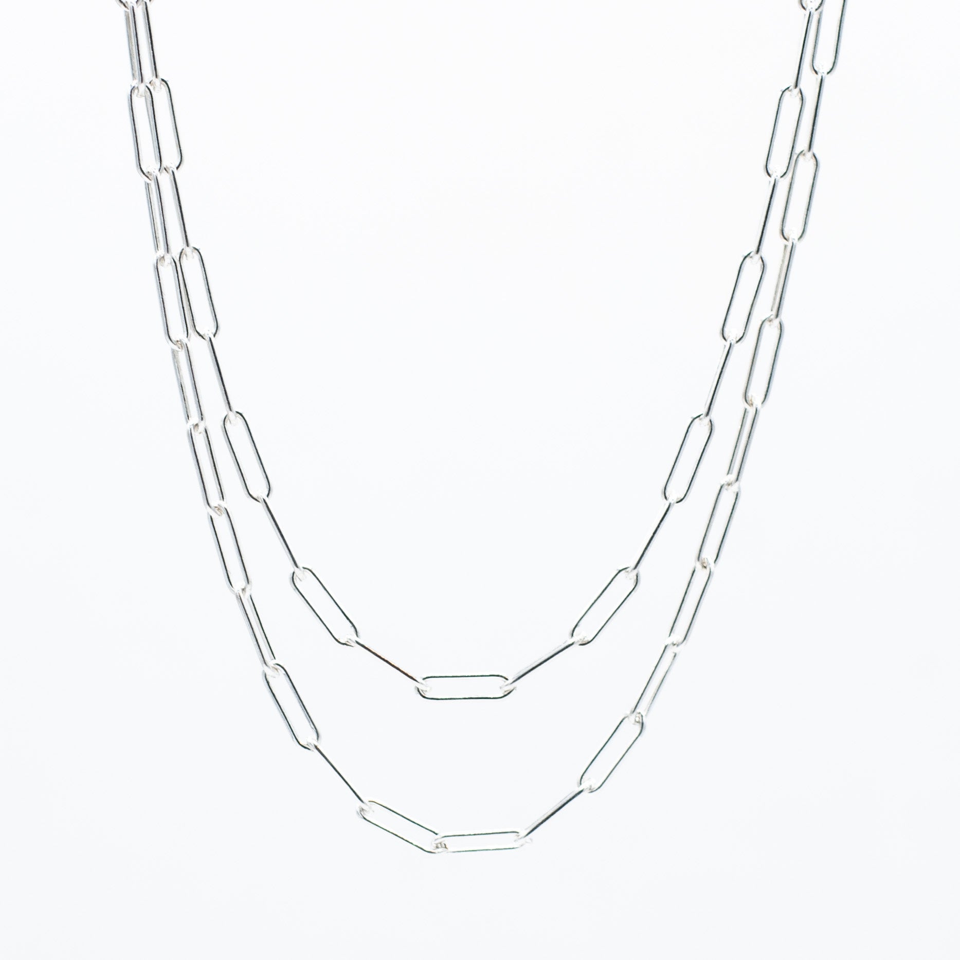 Sterling Silver Large Paper Clip Long Chain