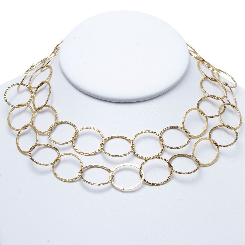 17mm Goldfill Hammered Long Chain
