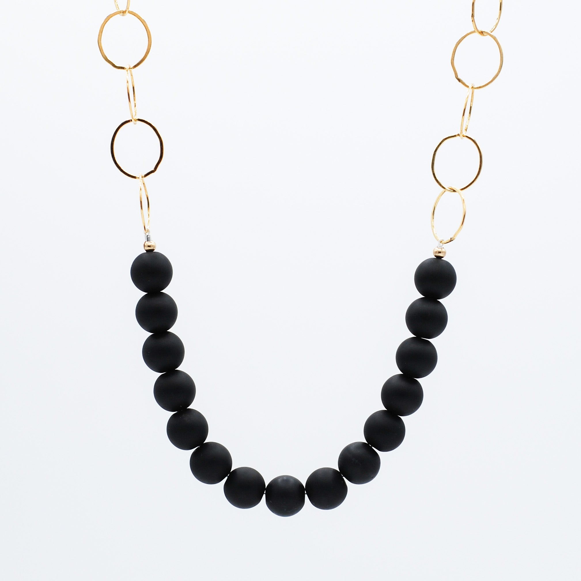 Matte Black Onyx & 14k Gold Filled Necklace