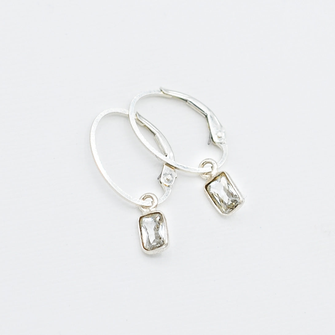 Clip Hoops & Cubic Zirconia Rectangle Drops