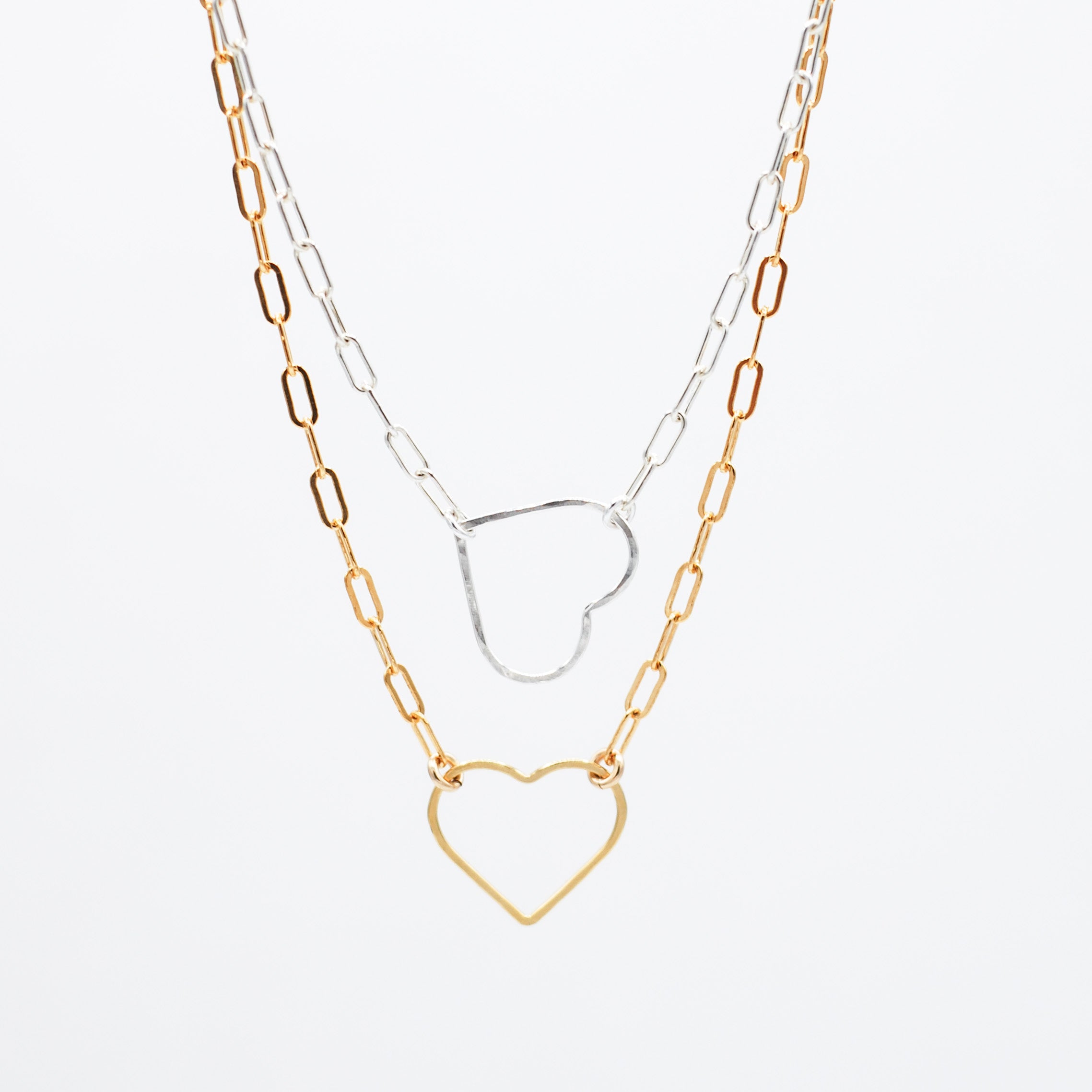 Sterling Silver Heart Paper Clip Necklace