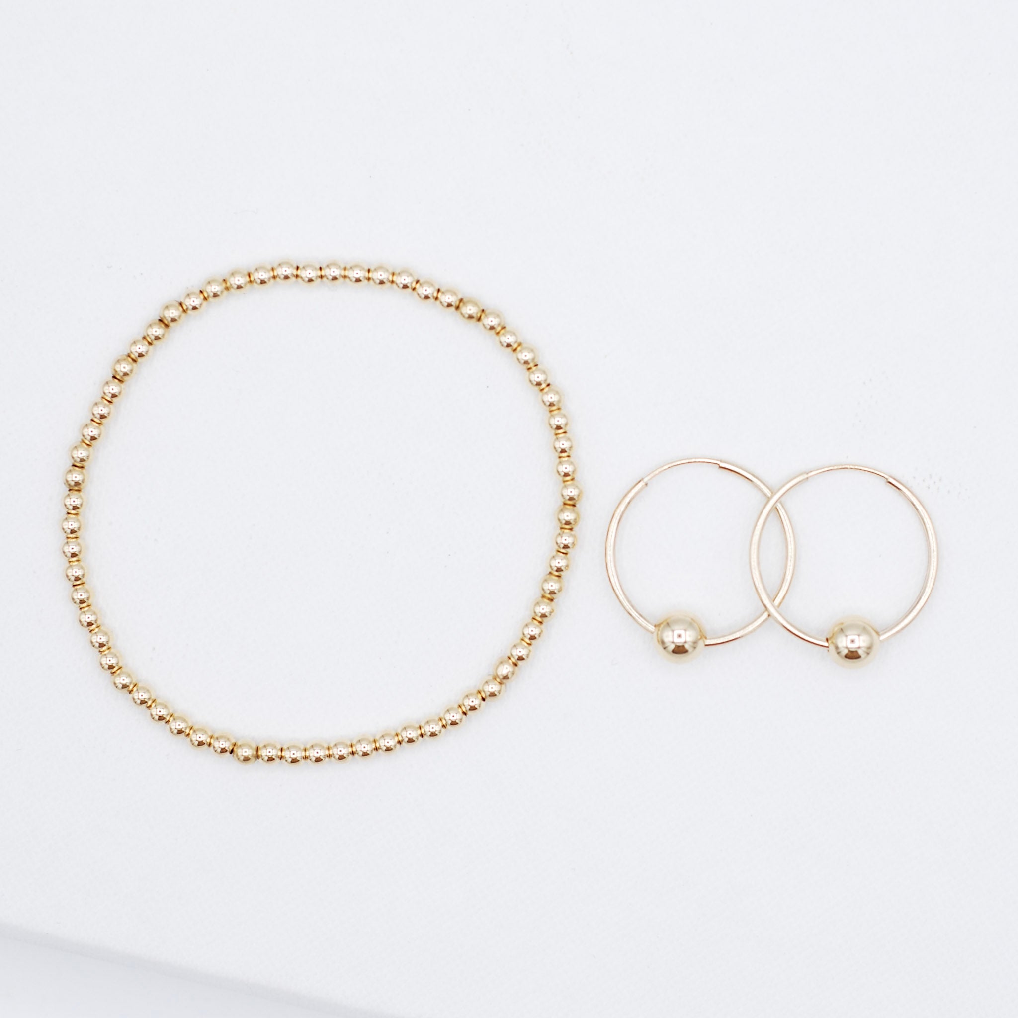 14k Gold Filled Bracelet & Hoop Set