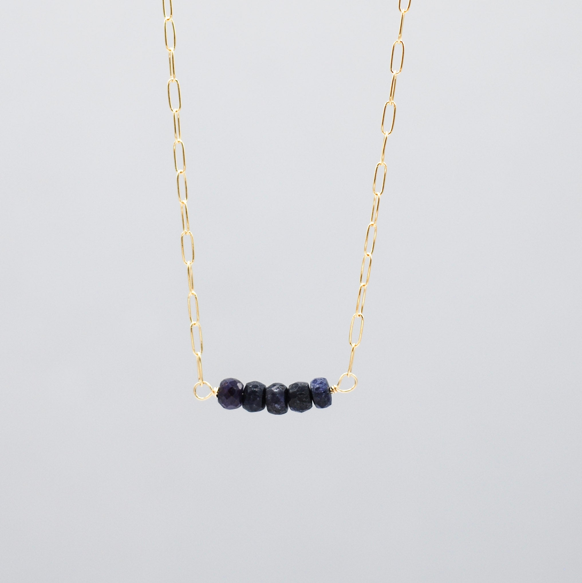 September Sapphire Birthstone Paper Clip Necklace