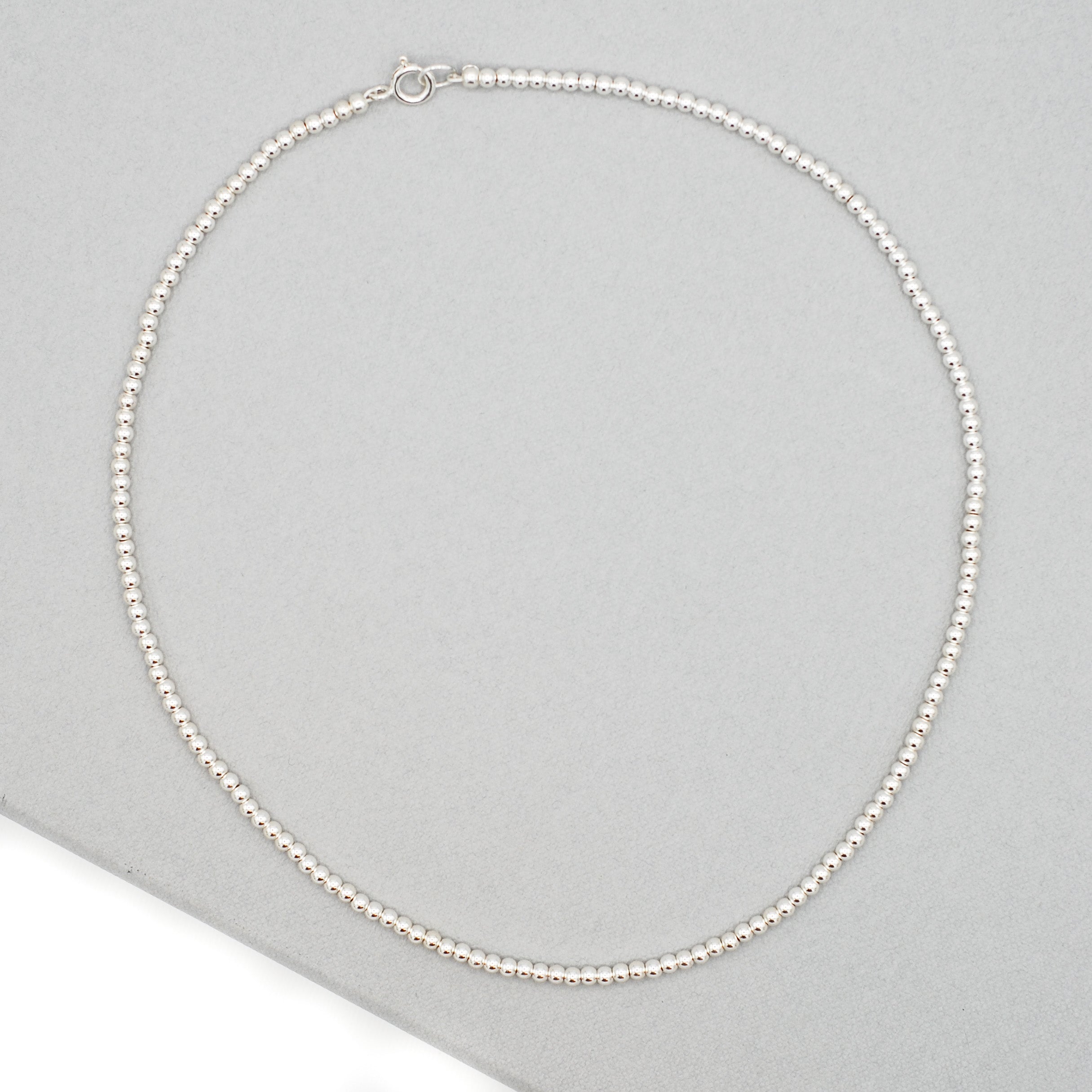 3mm Sterling Silver Beaded Lux Necklace