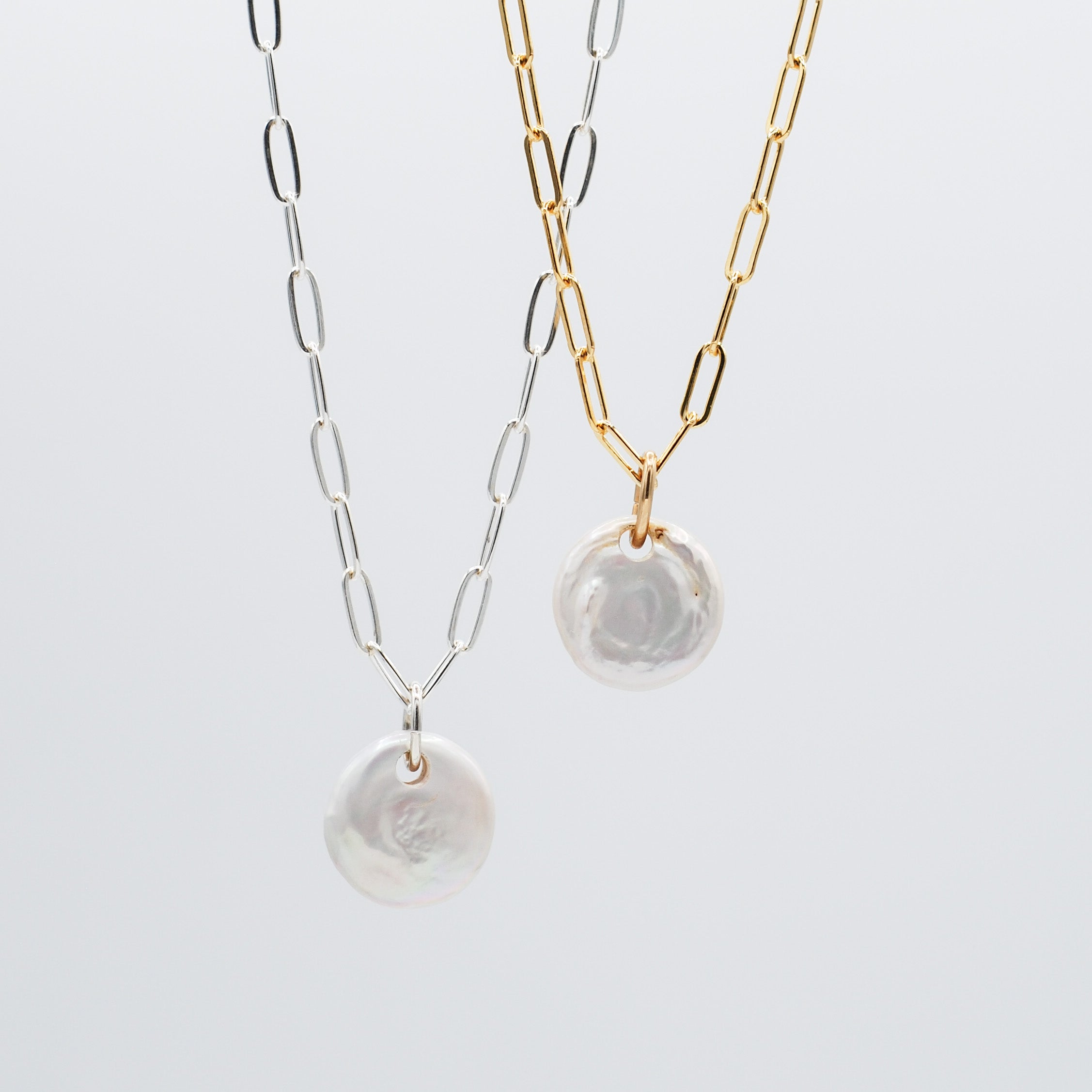 Freshwater Pearl & Medium Paper Clip Necklace - Jewel Ya