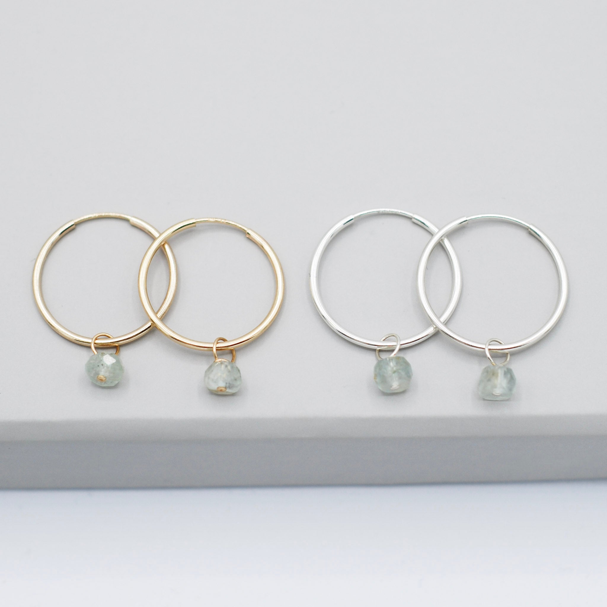 Hoops & March Aquamarine Birthstone Drops