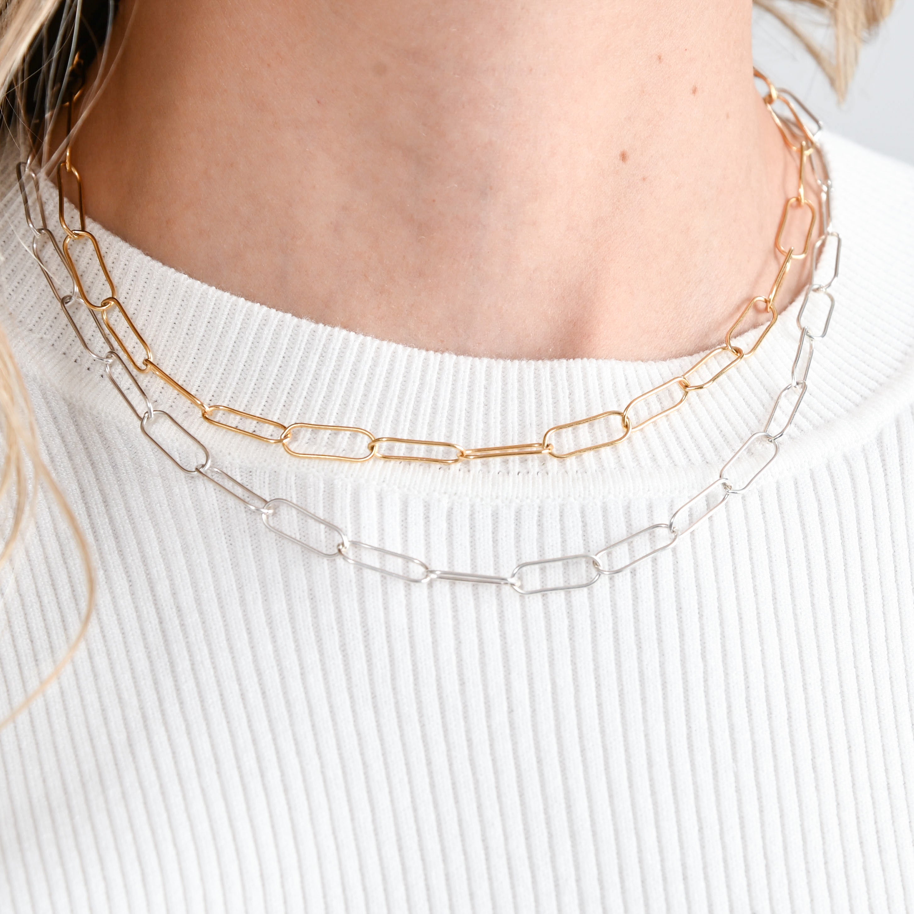 Sterling Silver Thick Paper Clip Chain Necklace – Brianne and Co.