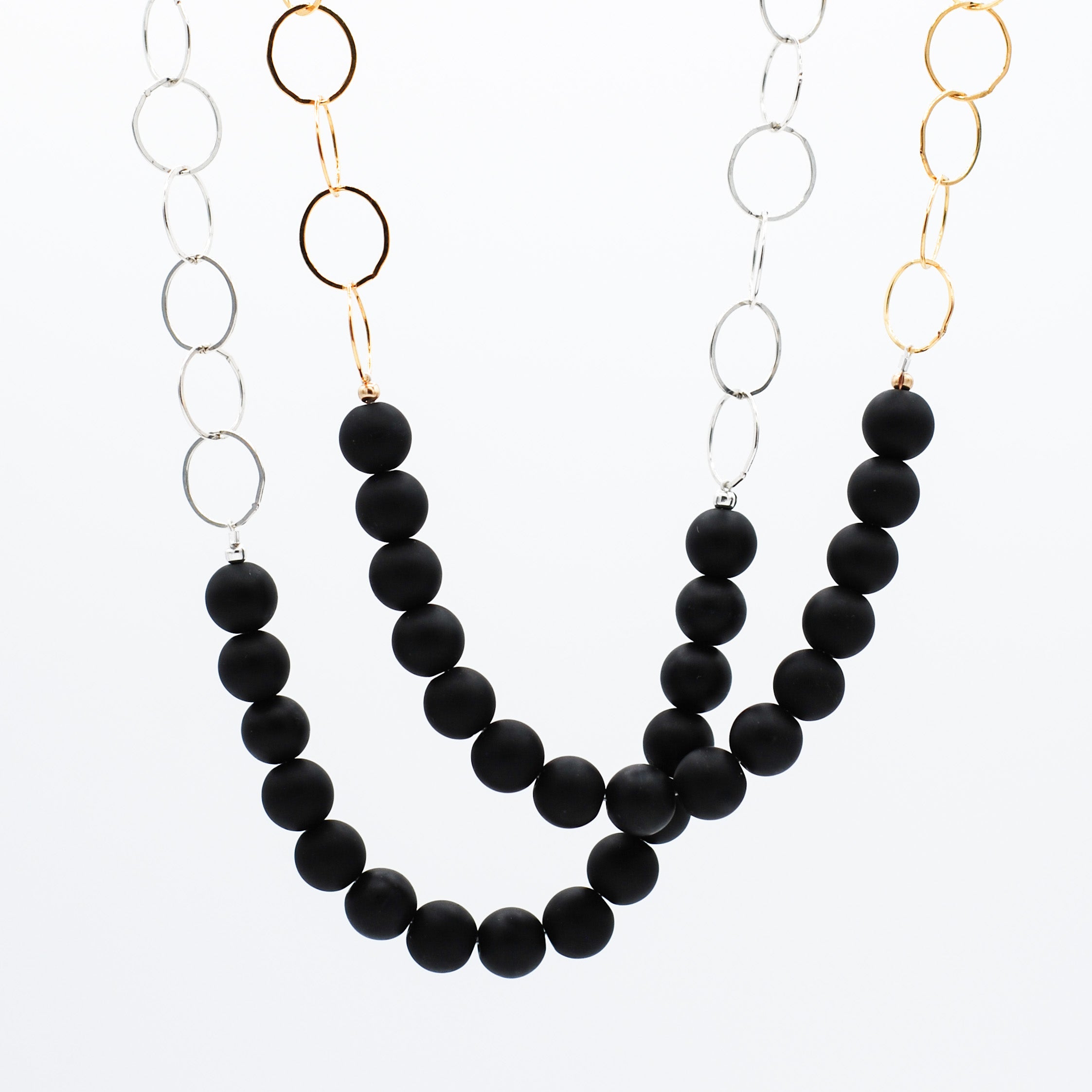 Matte Black Onyx & 14k Gold Filled Necklace