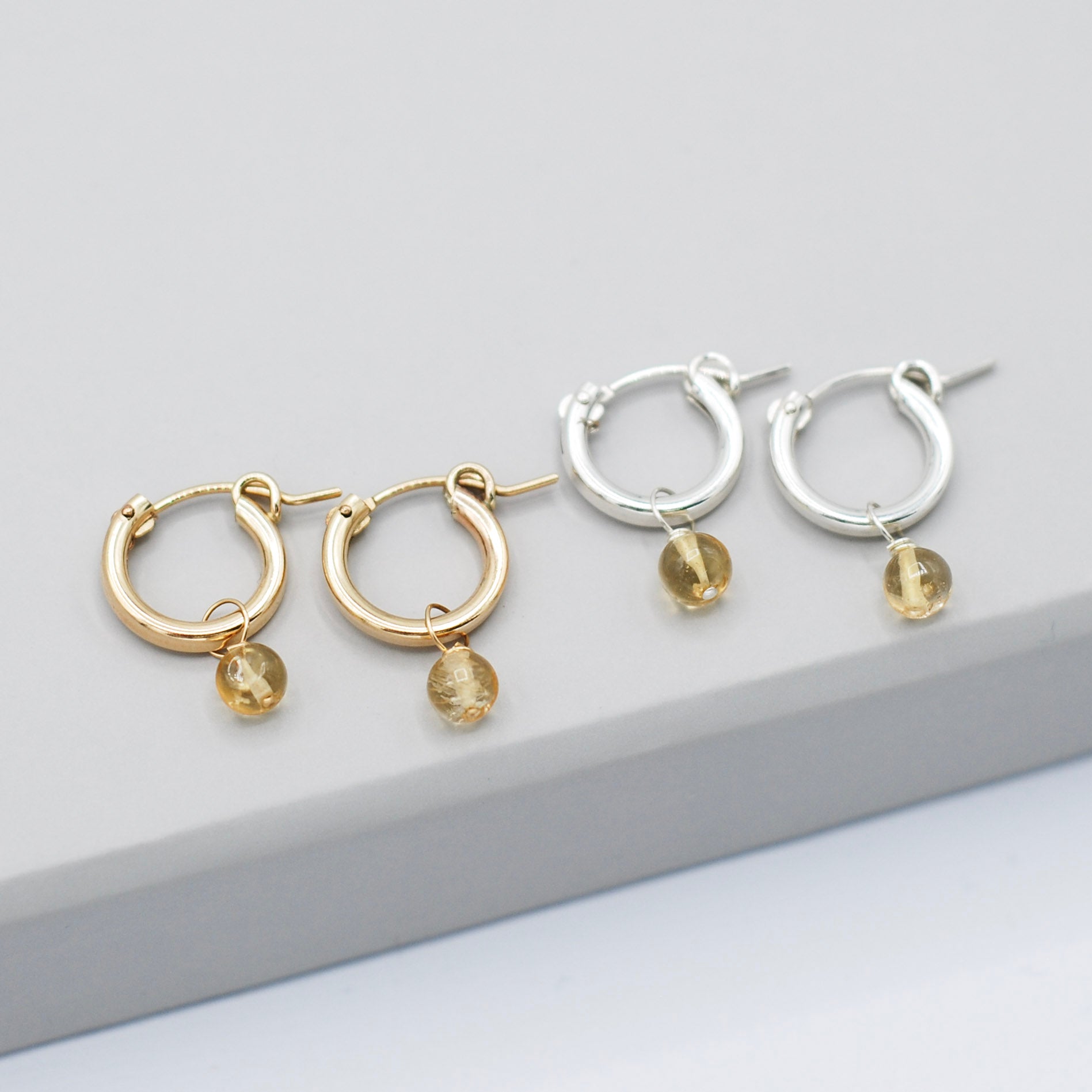 November Citrine Birthstone Tube Hoop Set - Jewel Ya