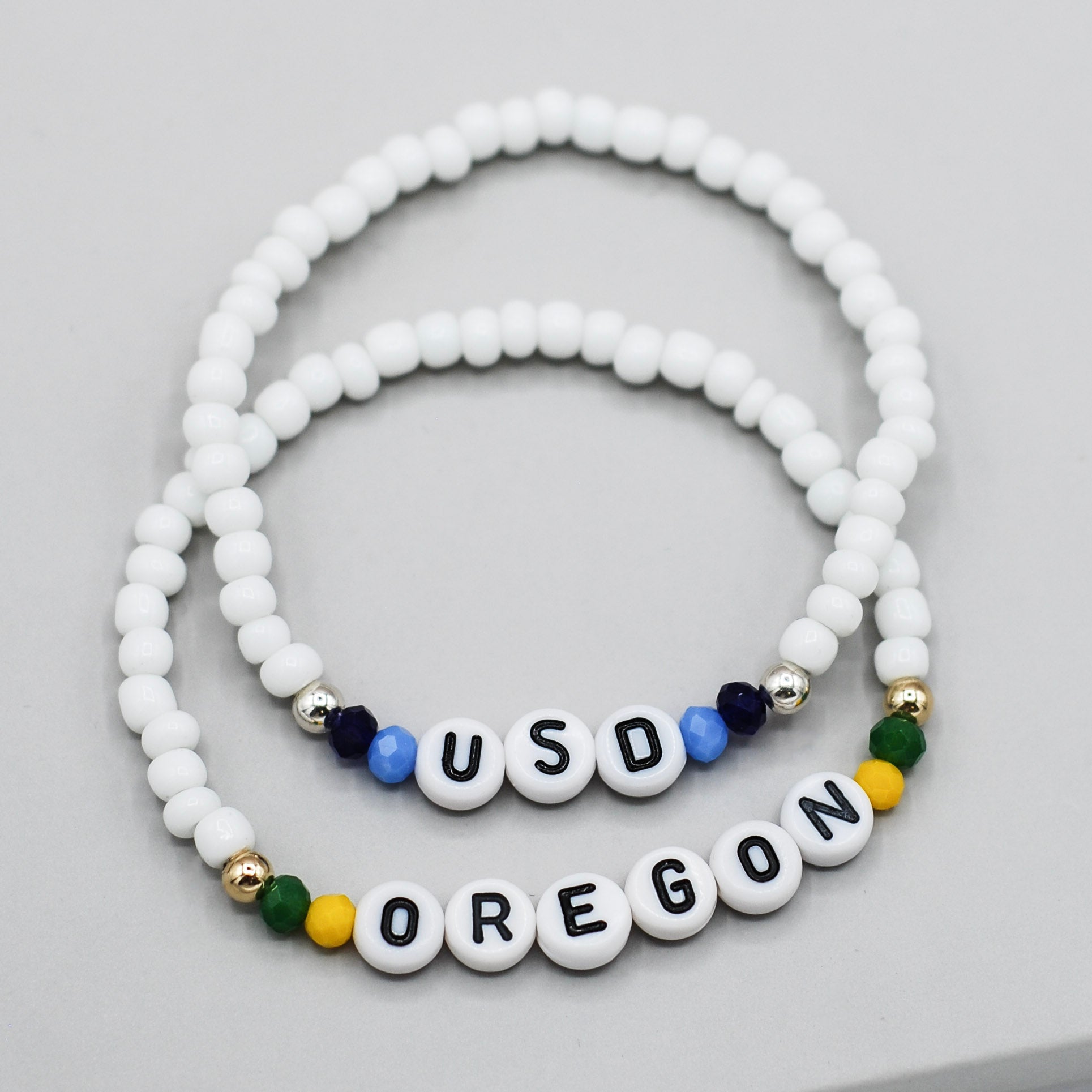 Personalized School Spirit Seed Bead Bracelet