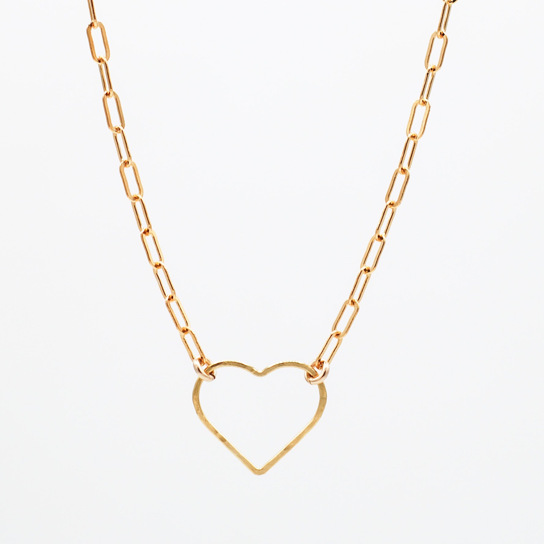 14k Gold Filled Heart Paper Clip Necklace - Jewel Ya