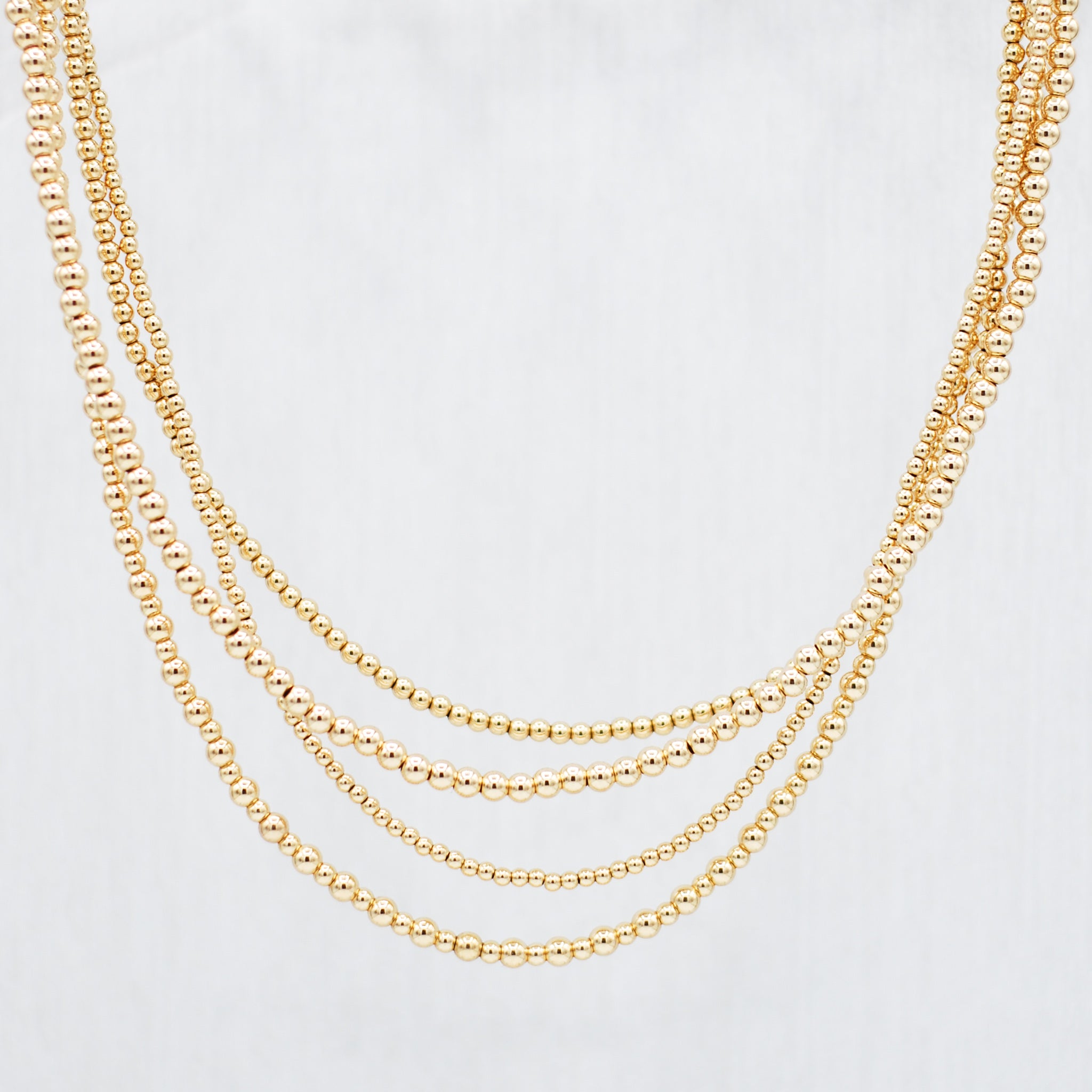 14k Gold Filled 3mm Beaded Lux Necklace