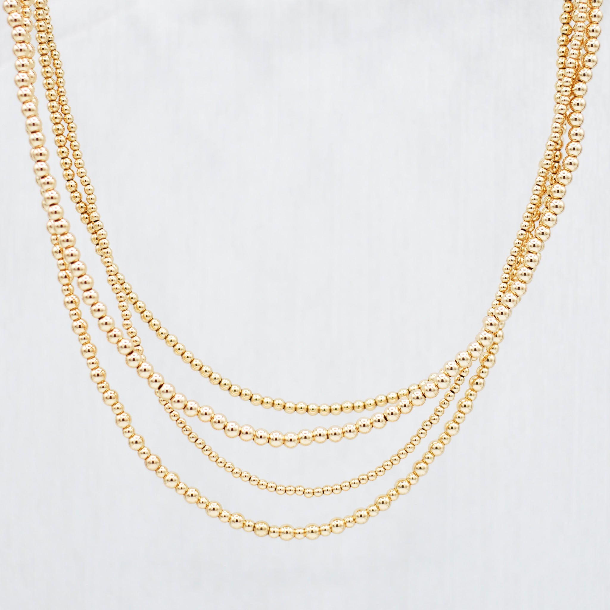 14k Gold Filled 3mm Beaded Lux Necklace - Jewel Ya