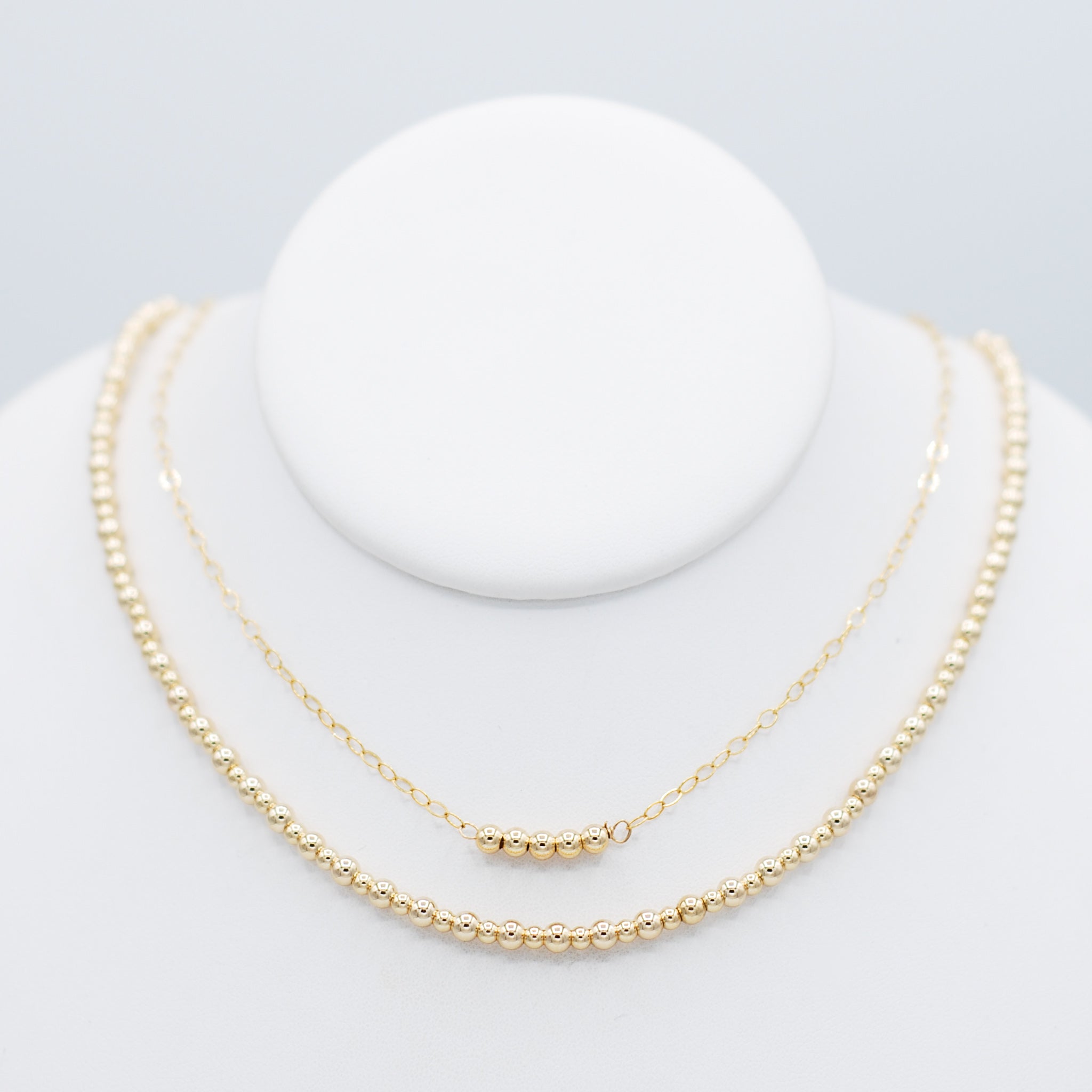 14k Gold Filled Beaded Necklace Layering Set