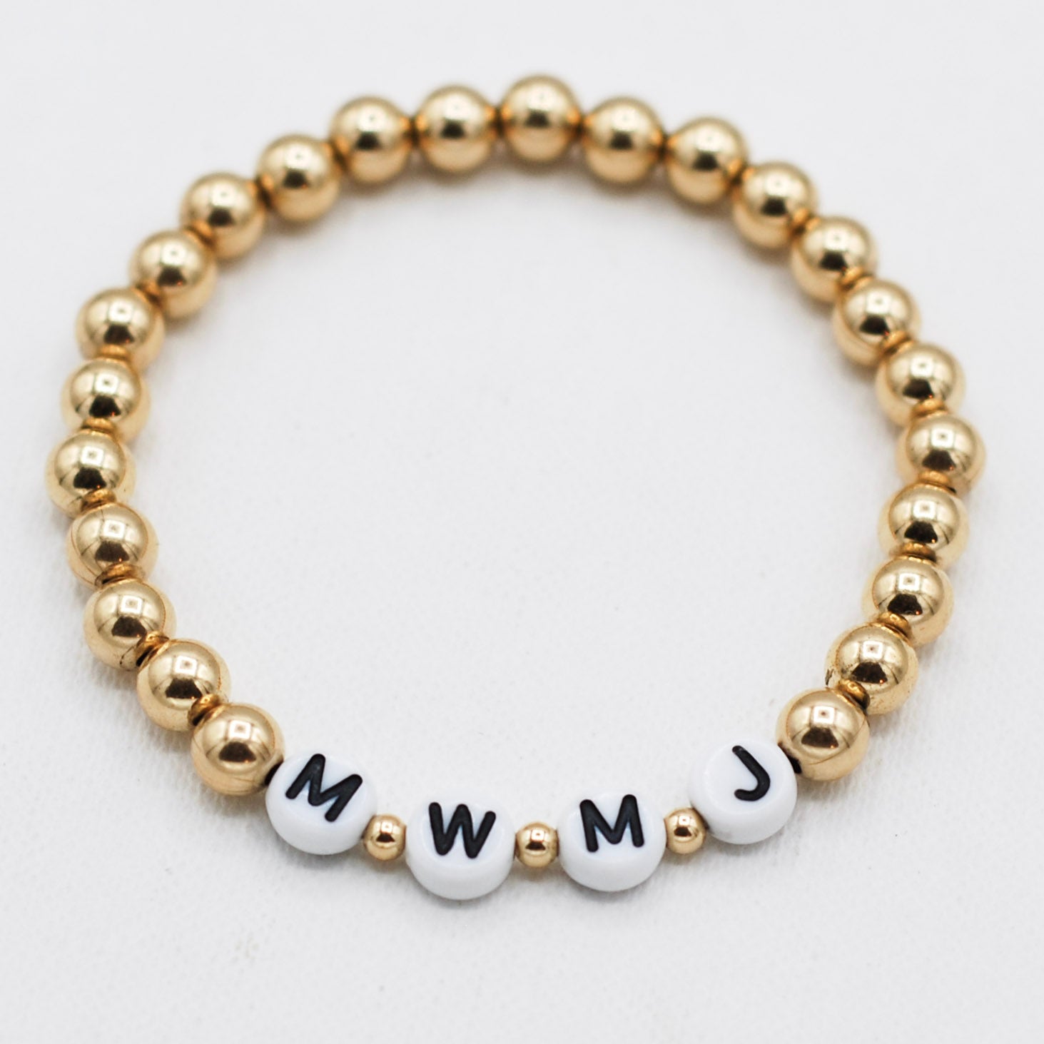 6mm Beaded Lux Custom 'My People' Initial Bracelet - Jewel Ya