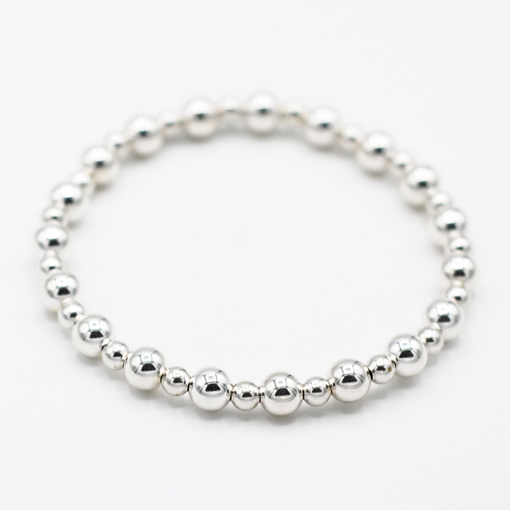 4mm & 6mm Sterling Silver Beaded Bracelet