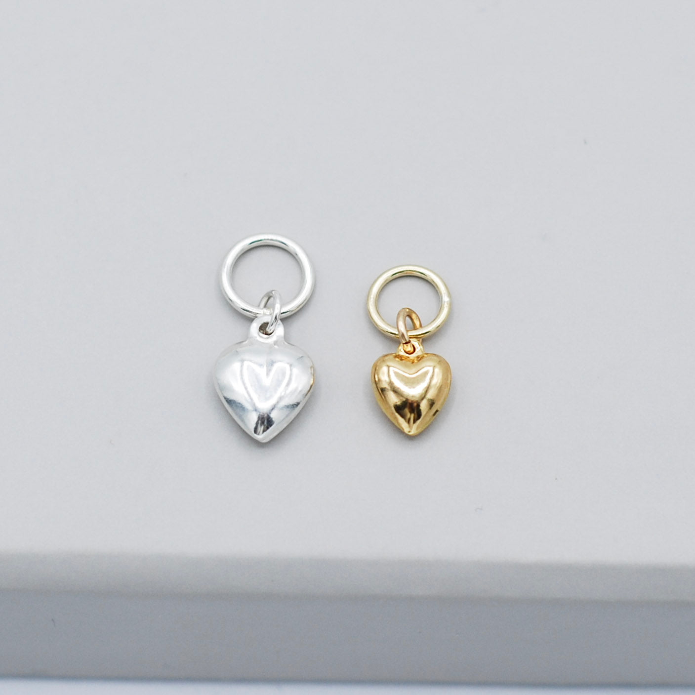 Sterling Silver or 14K Gold Filled "Puffy" Heart Charm