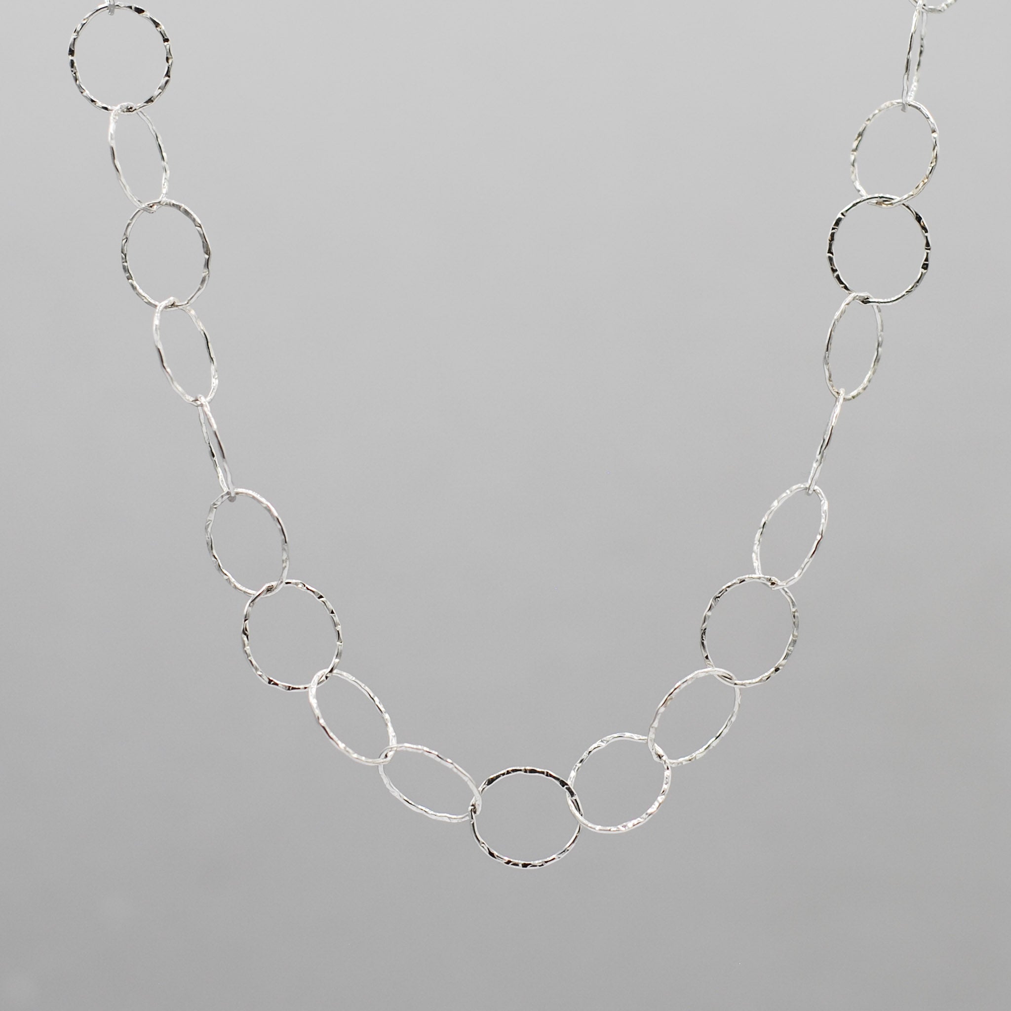 13mm Sterling Silver Hammered Circle Layering Chain - Jewel Ya